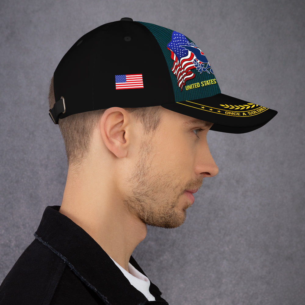 Custom Ranks/Insignia, Personalized Name And Years Served All Over Prints Premium Classic Cap JAOVC06