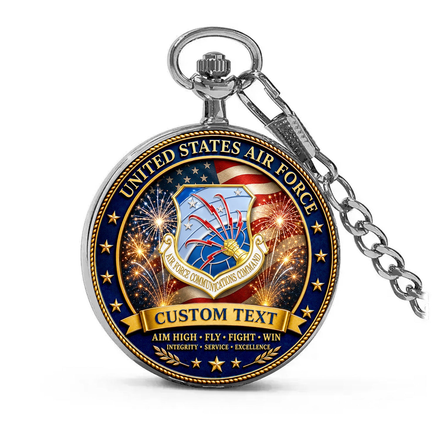 Personalized US Air Force Pocket Watch Veteran Memorial Gift
