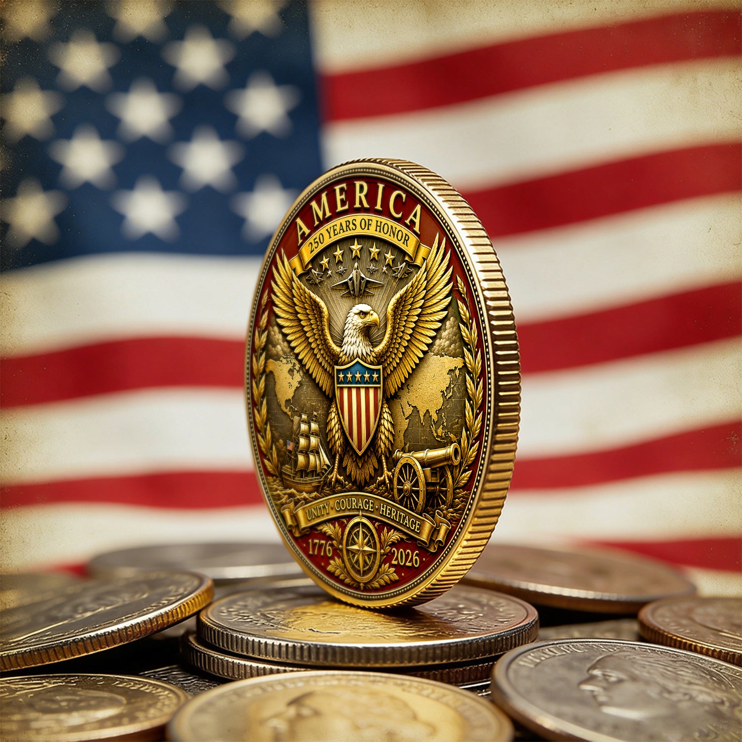 Custom U.S. Marine Corps 250th Anniversary Challenge Coin
