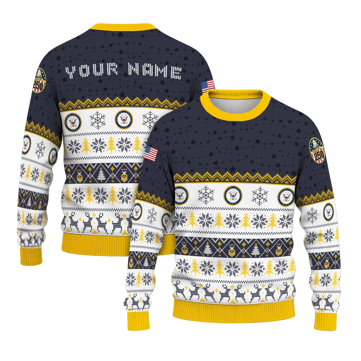 Personalized US Navy Christmas Ugly Sweater TUST06