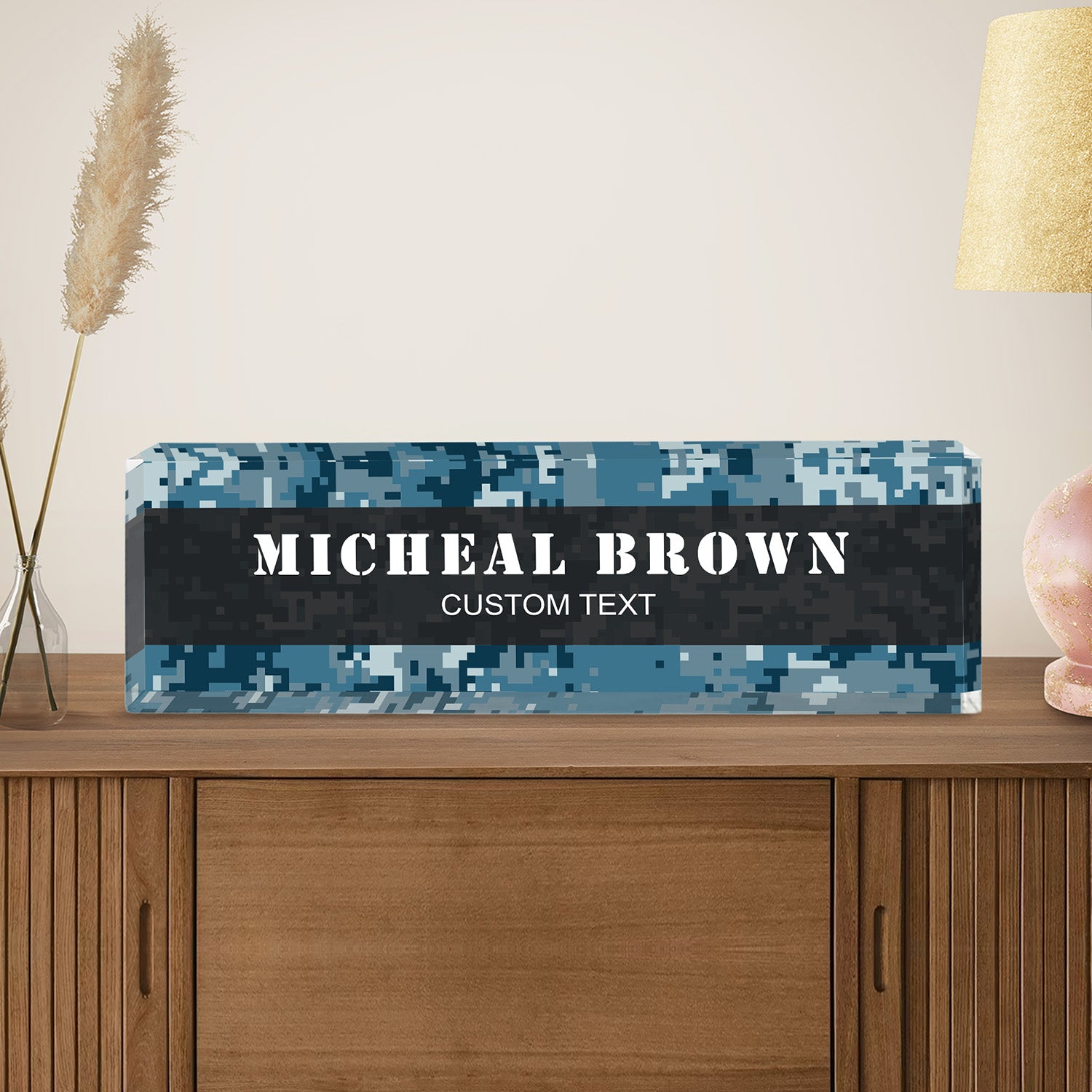 Custom Military Camo Acrylic Plaque – Personalized Service Gift
