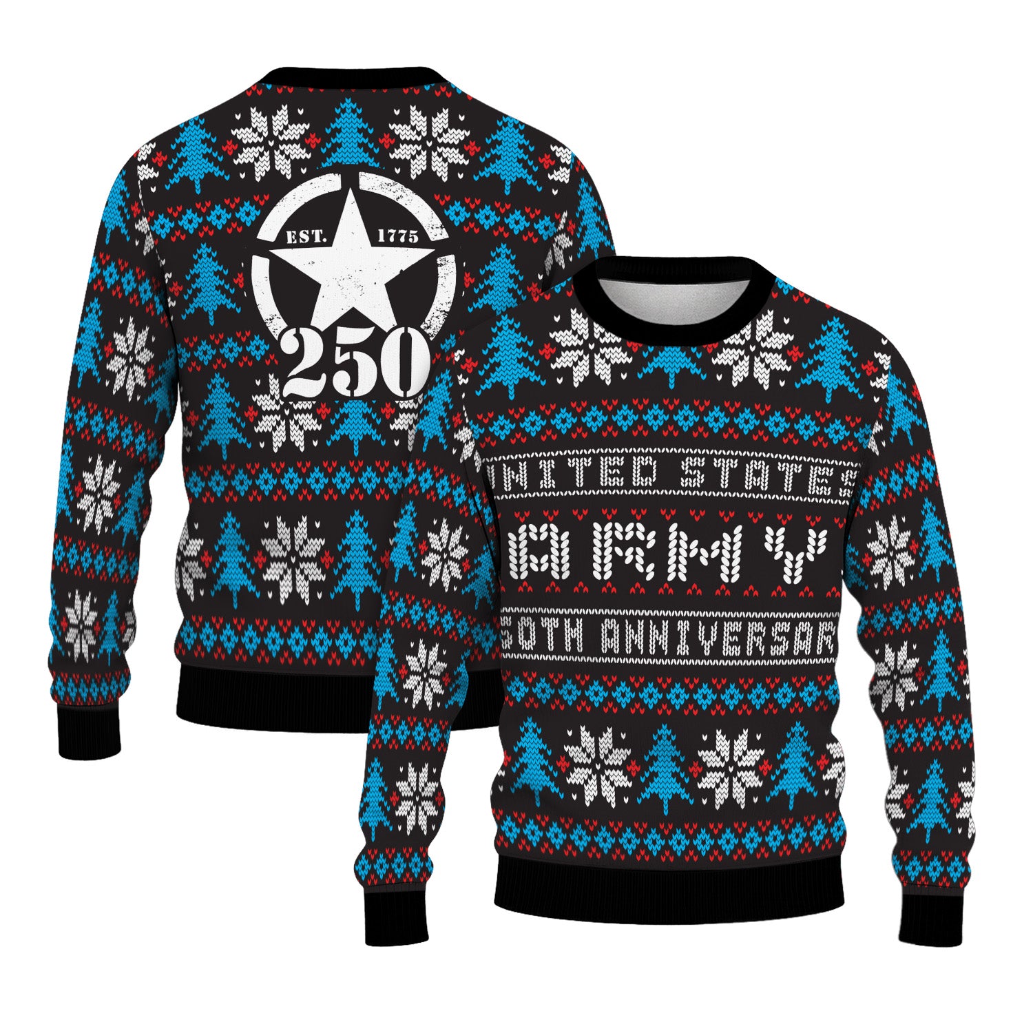 US Army 250th Anniversary Ugly Christmas Sweater for Women Men