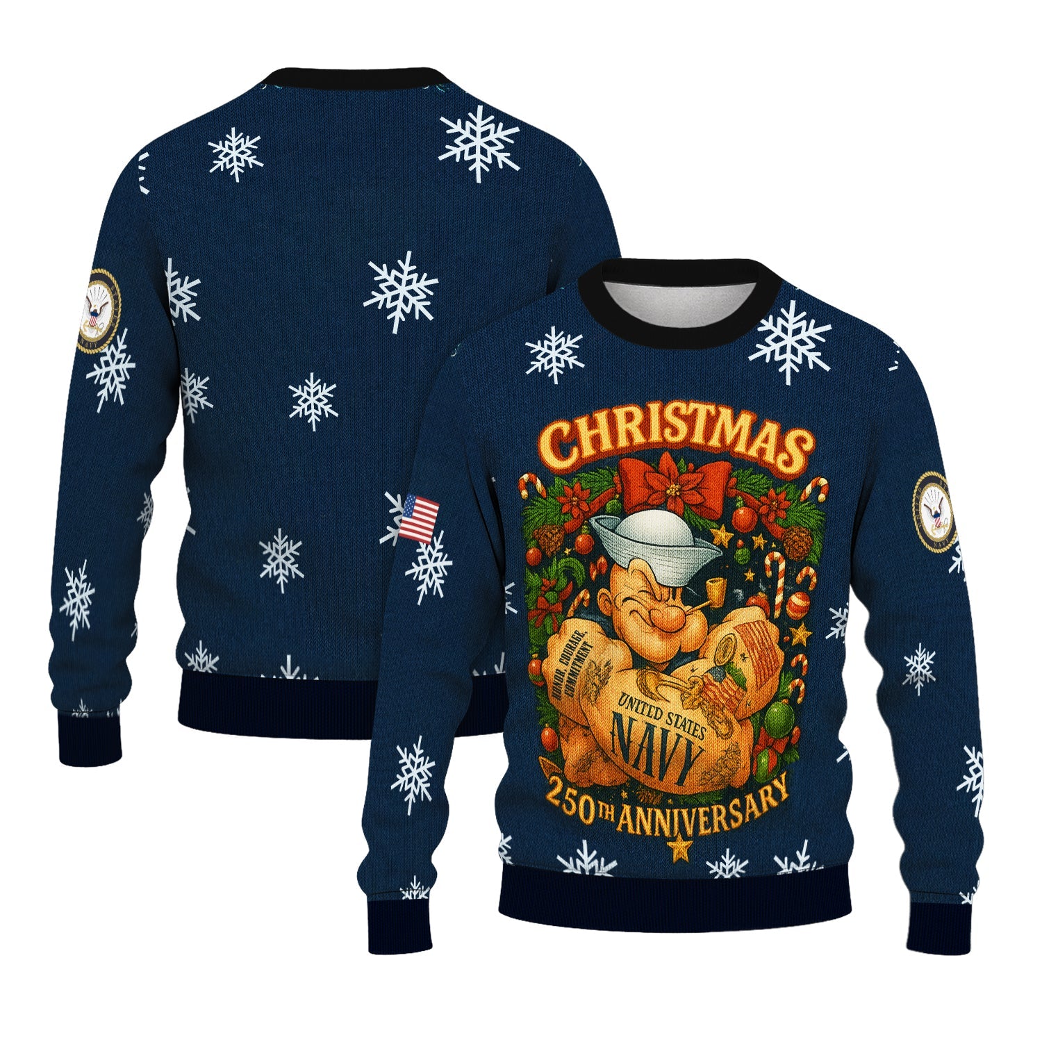 US Navy 250th Anniversary Christmas Ugly Sweater