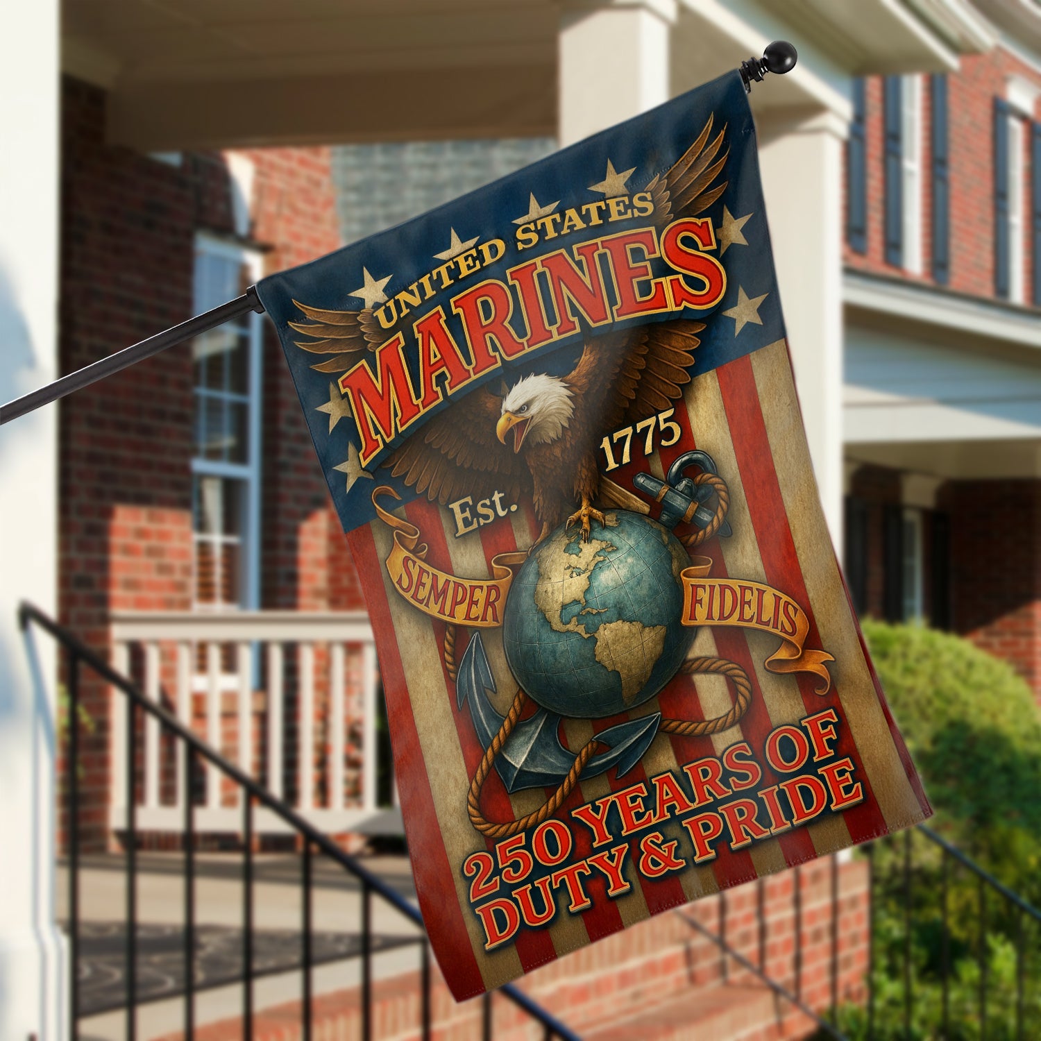 MARlNE 250 Years Duty & Pride House Flag 28" x 40" Twin-Side Printing