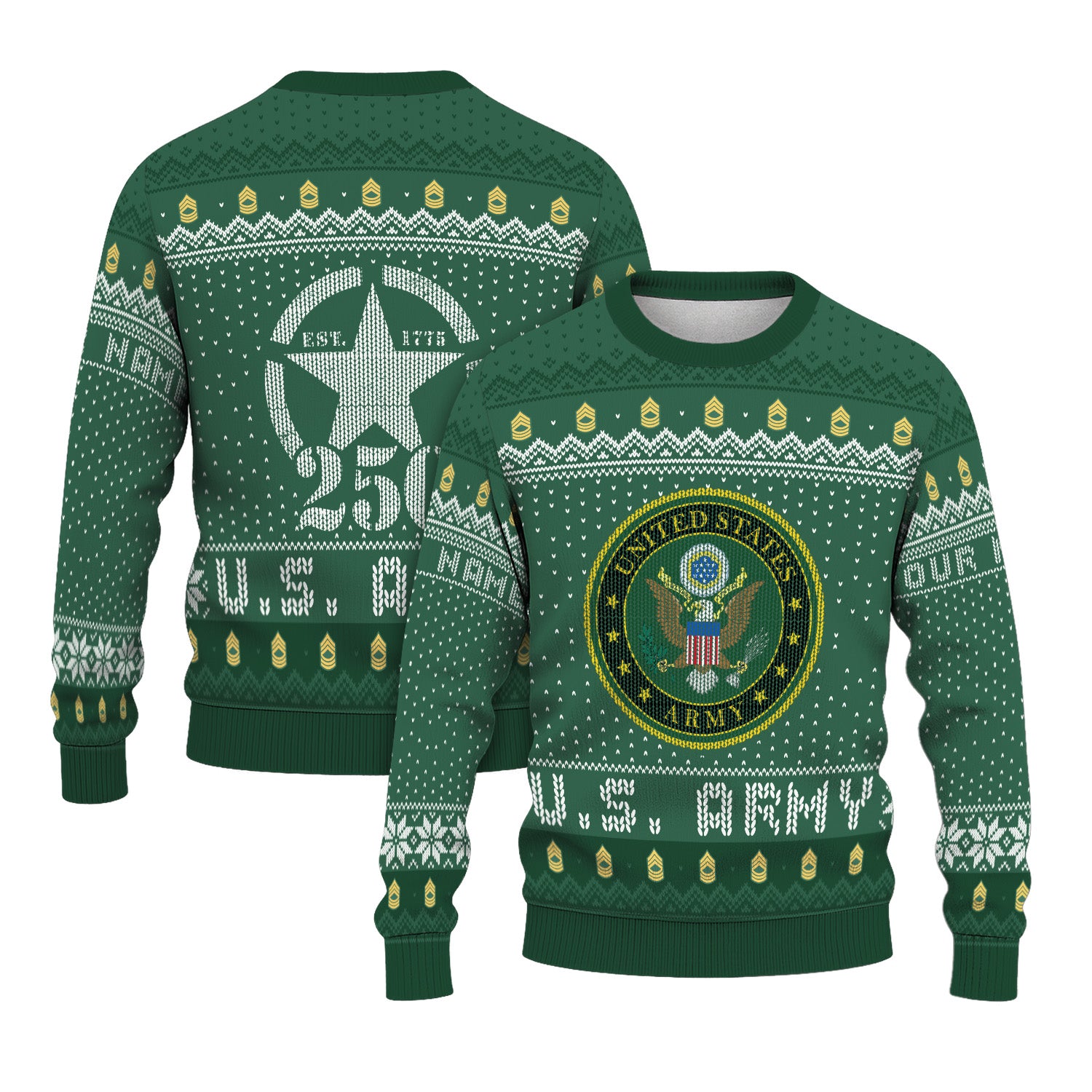 Custom Ranks And Text US Army Ugly Christmas Sweater for Women Men TUST04