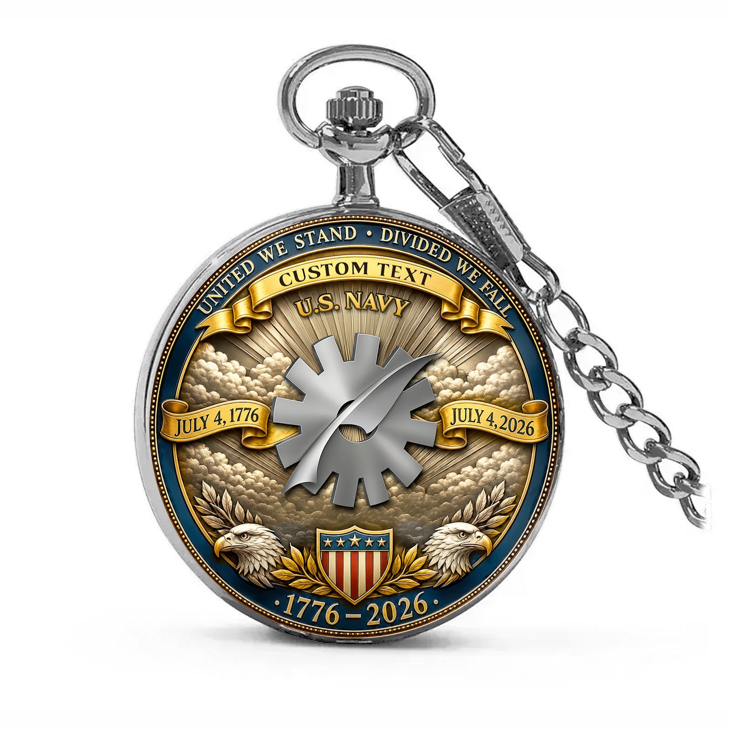 Custom Rank Name Navy Pocket Watch 250th Anniversary Gift