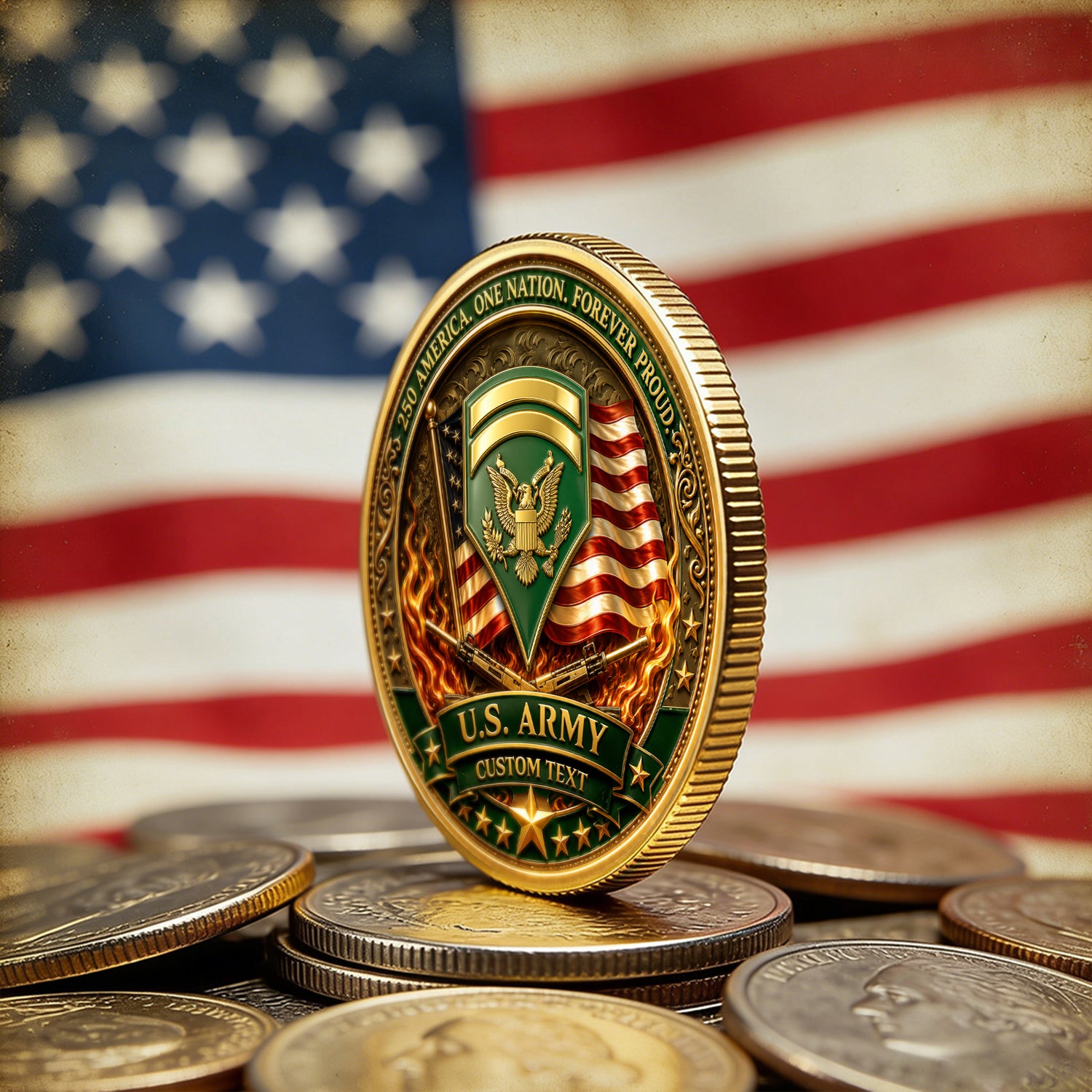 U.S. Army 250 USA Personalized Rank Challenge Coin