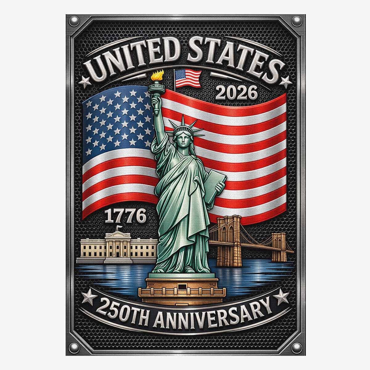 America 250 House Flag Statue of Liberty Patriotic USA 1776-2026 Decor