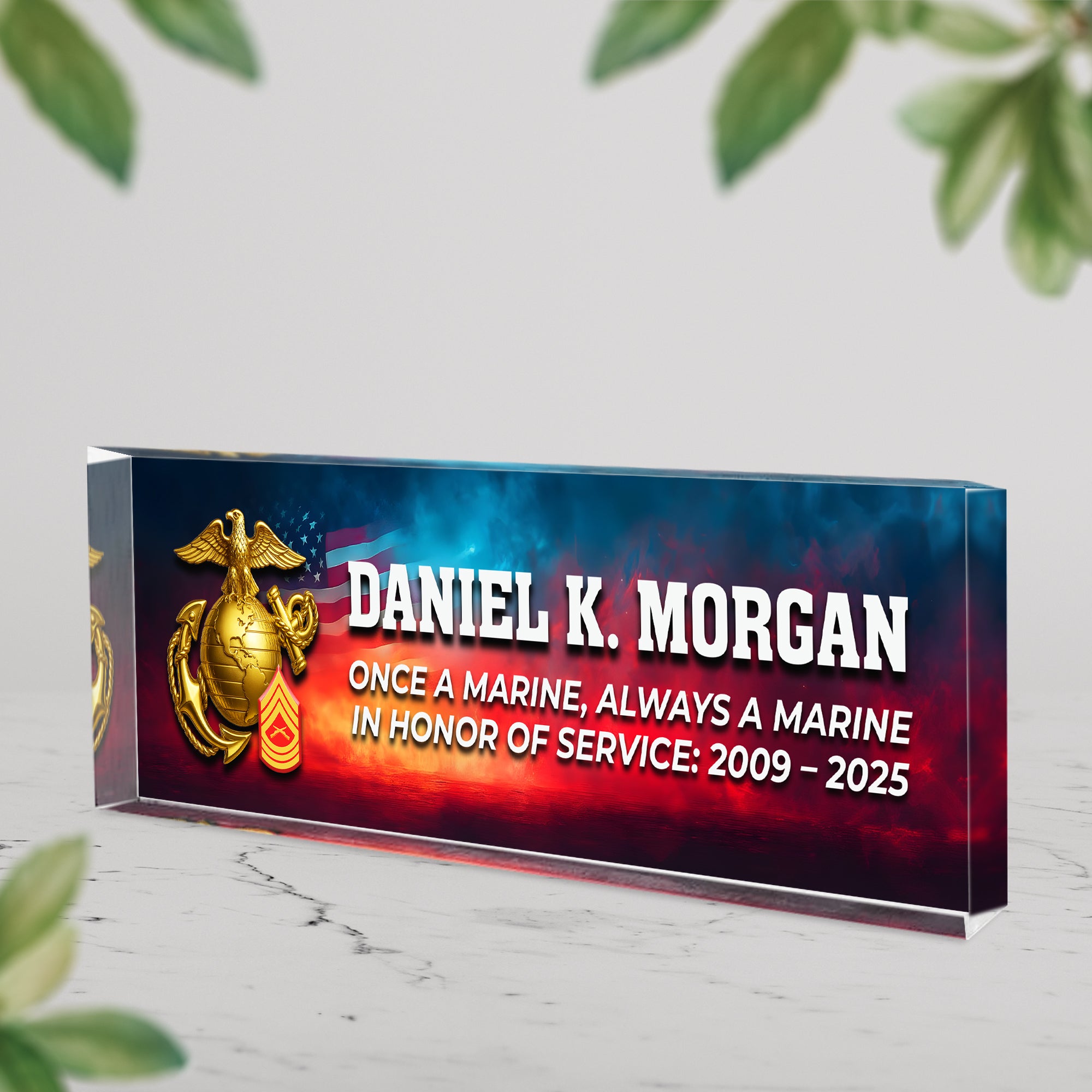 MARlNE COPRS Acrylic Plaque – Personalized Name & Rank