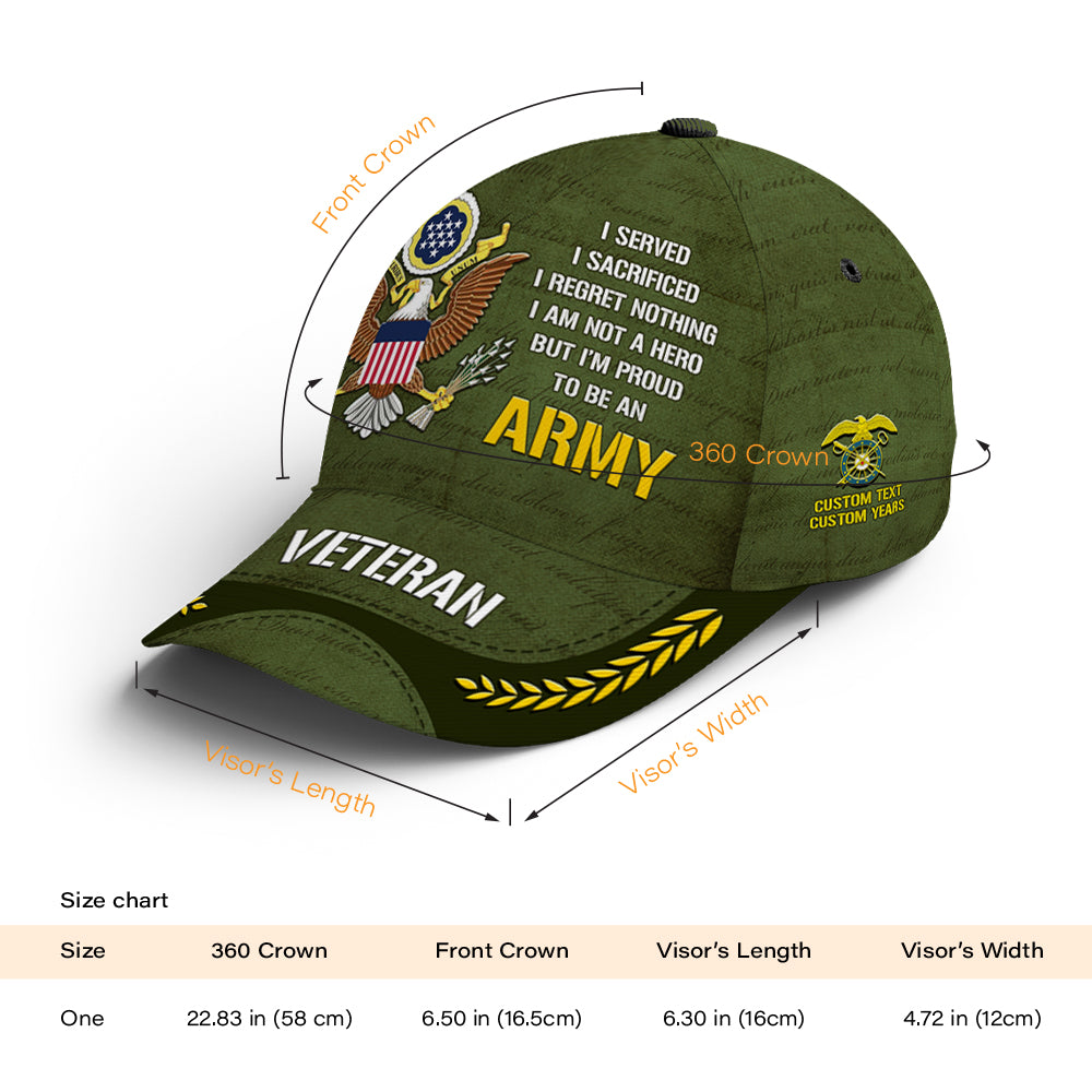 Custom Ranks/Insignia, Personalized Name And Years Served All Over Prints Premium Classic Cap JAOVC09