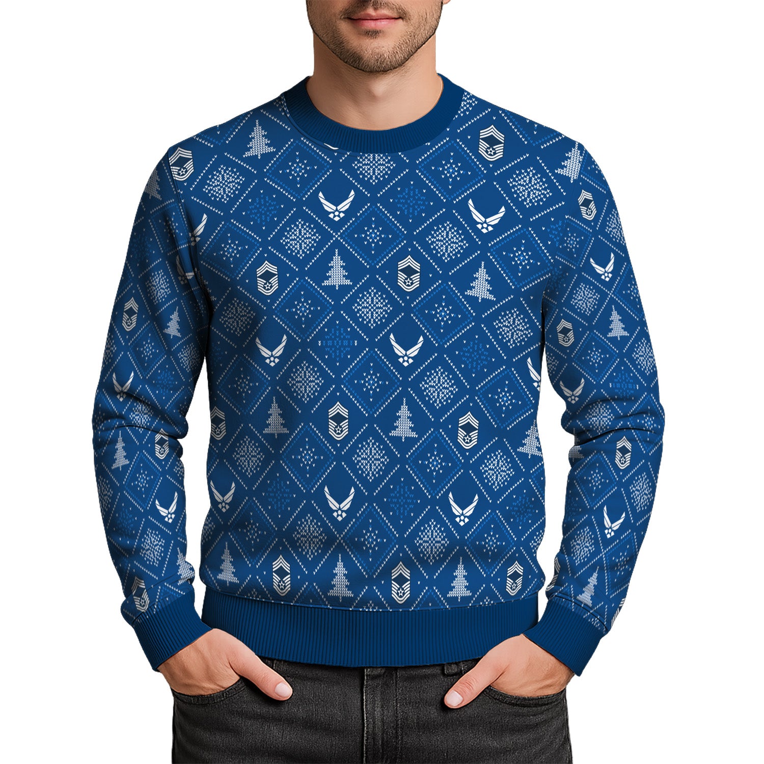 Custom Ranks US Air Force Ugly Christmas Sweater for Women Men TUST03