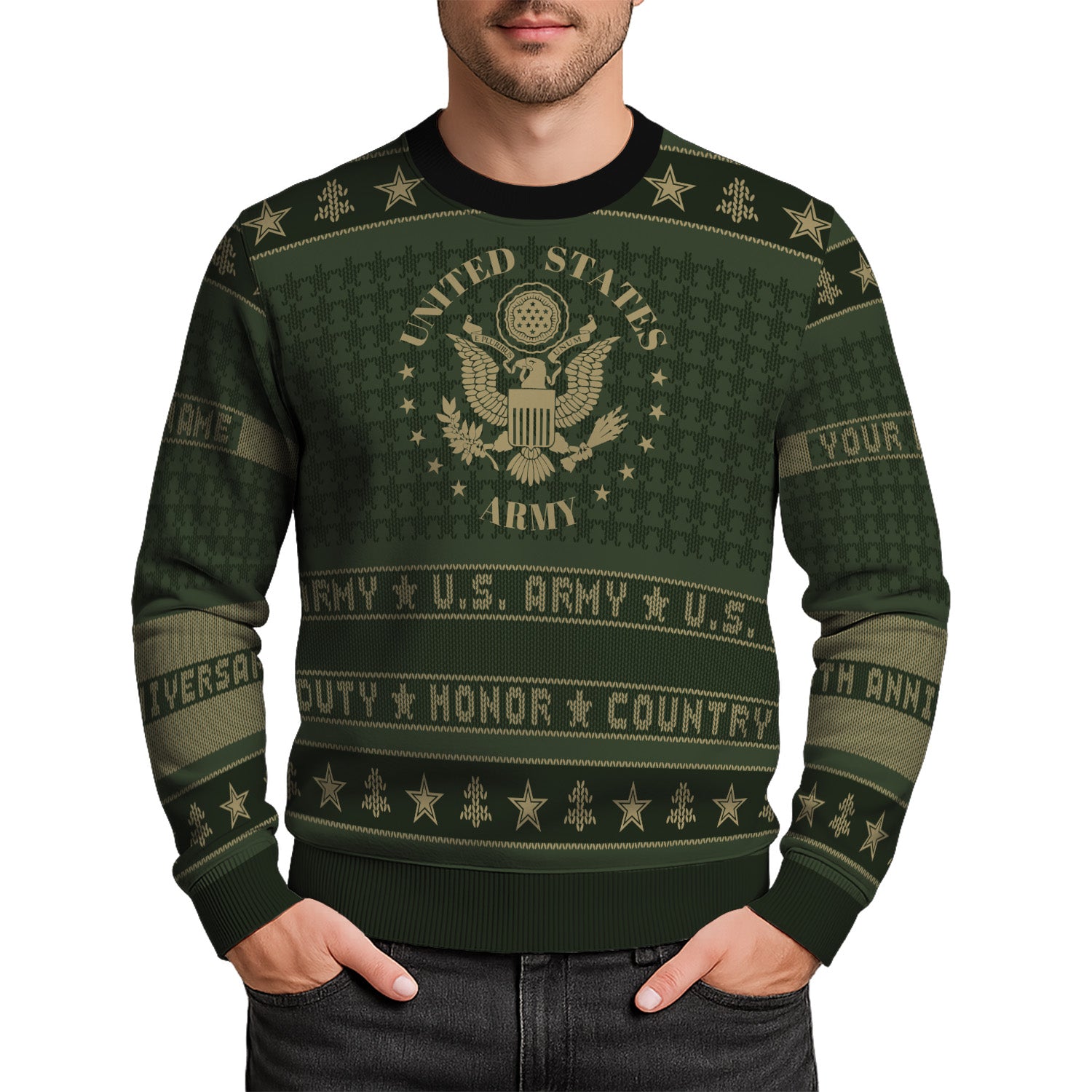 Personalized US Army Ugly Christmas Sweater TUST06
