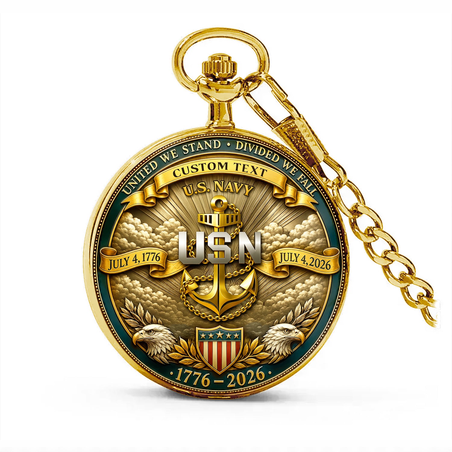Custom Rank Name Navy Pocket Watch 250th Anniversary Gift