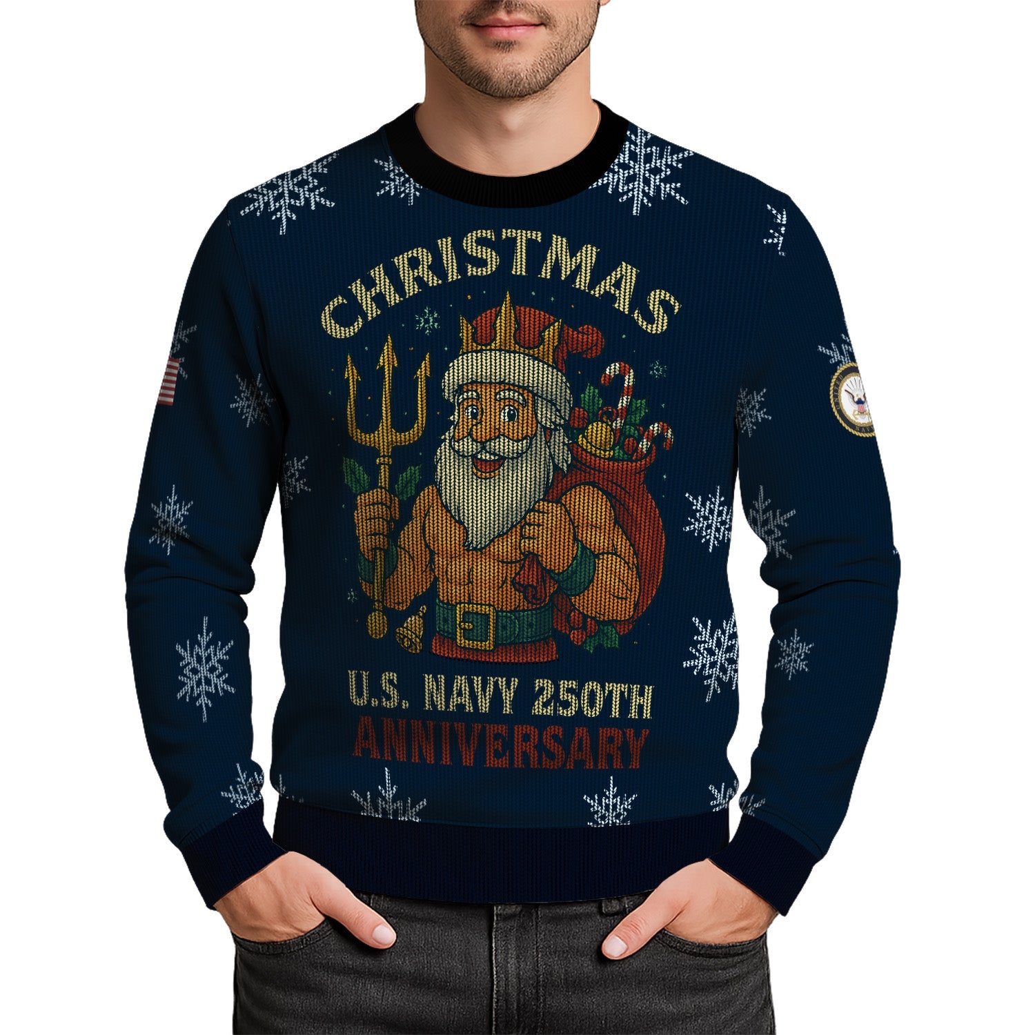 US Navy 250th Anniversary Christmas Ugly Sweater