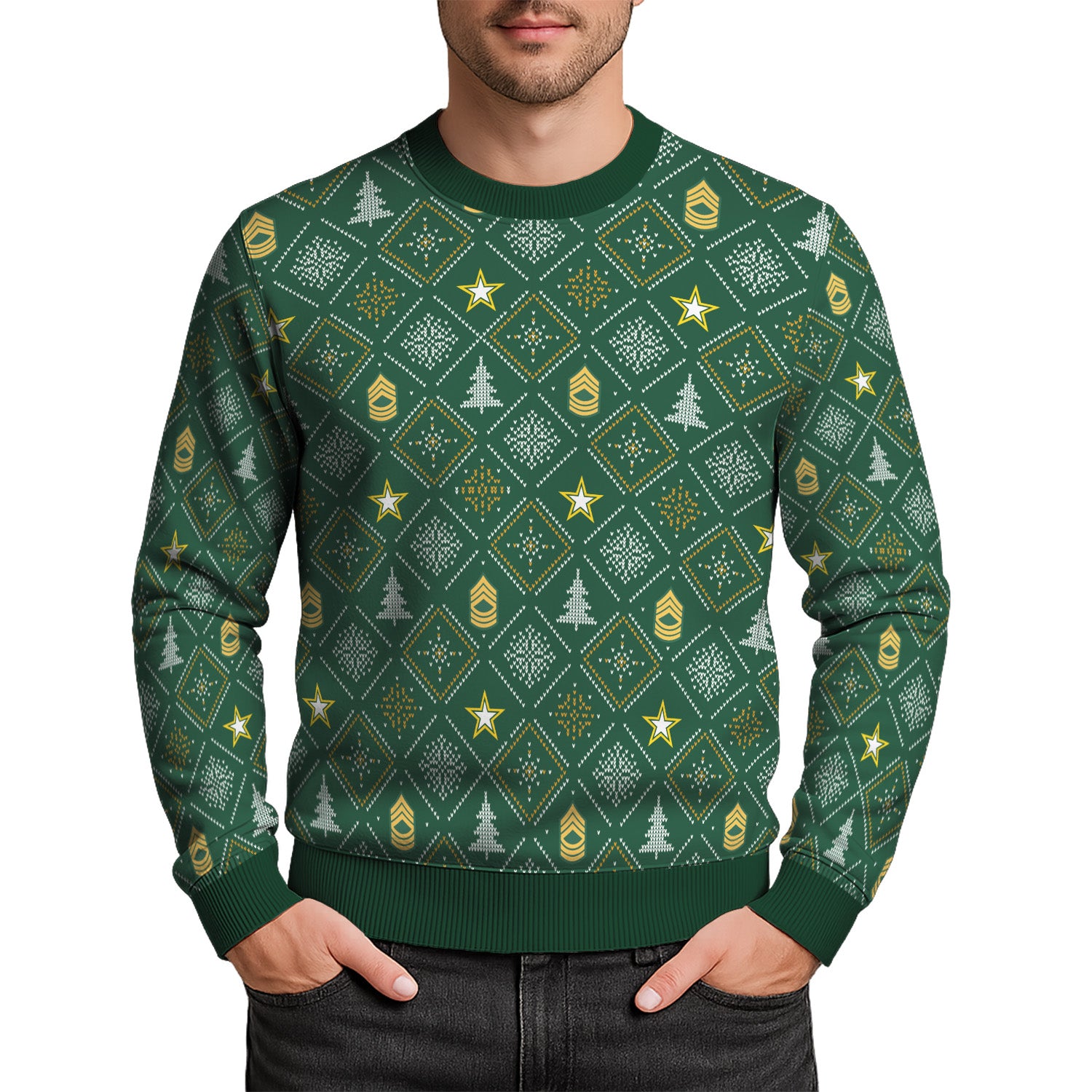 Custom Ranks US Army Ugly Christmas Sweater for Women Men TUST03