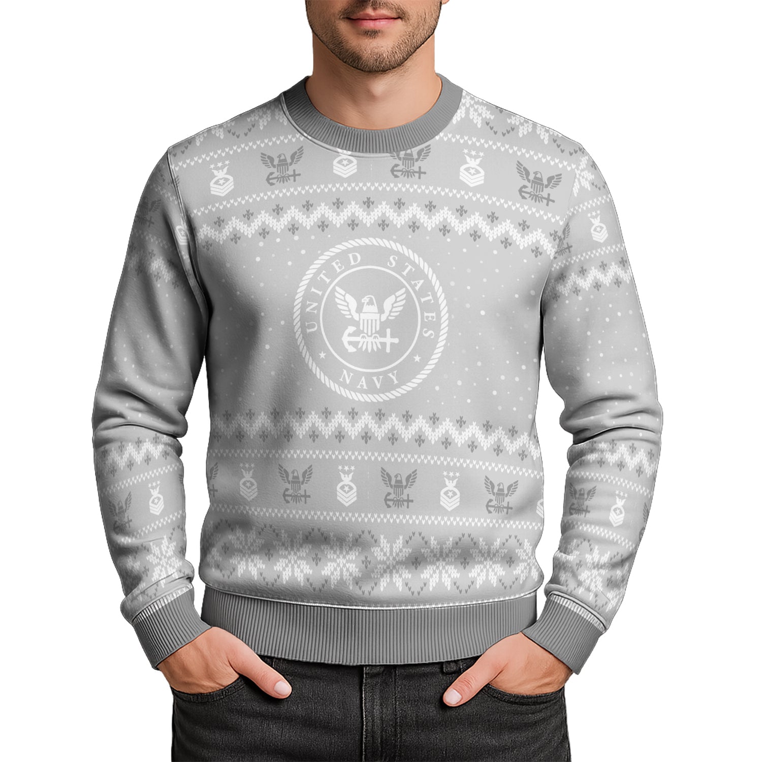 Personalized US Navy Christmas Ugly Sweater TUST08