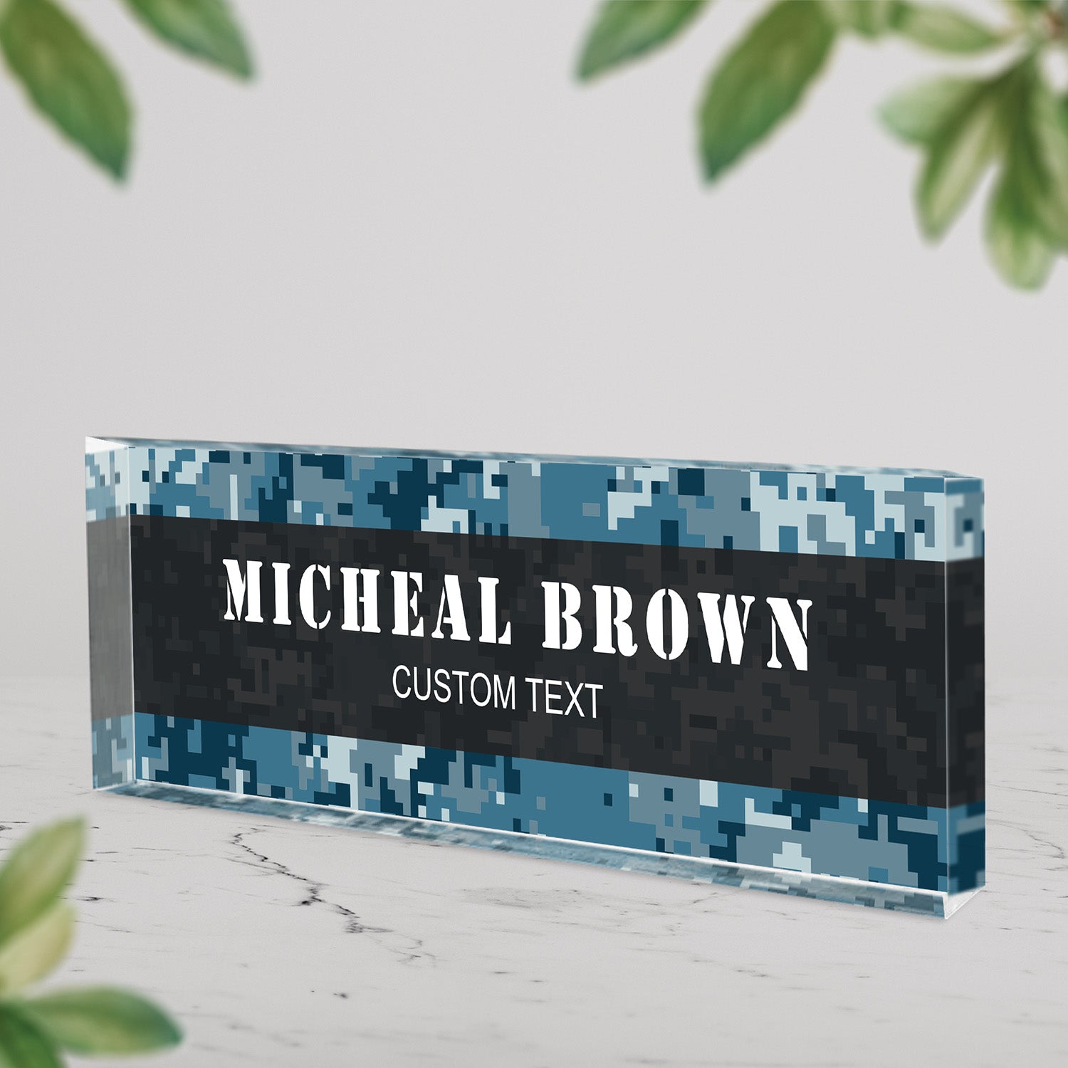 Custom Military Camo Acrylic Plaque – Personalized Service Gift