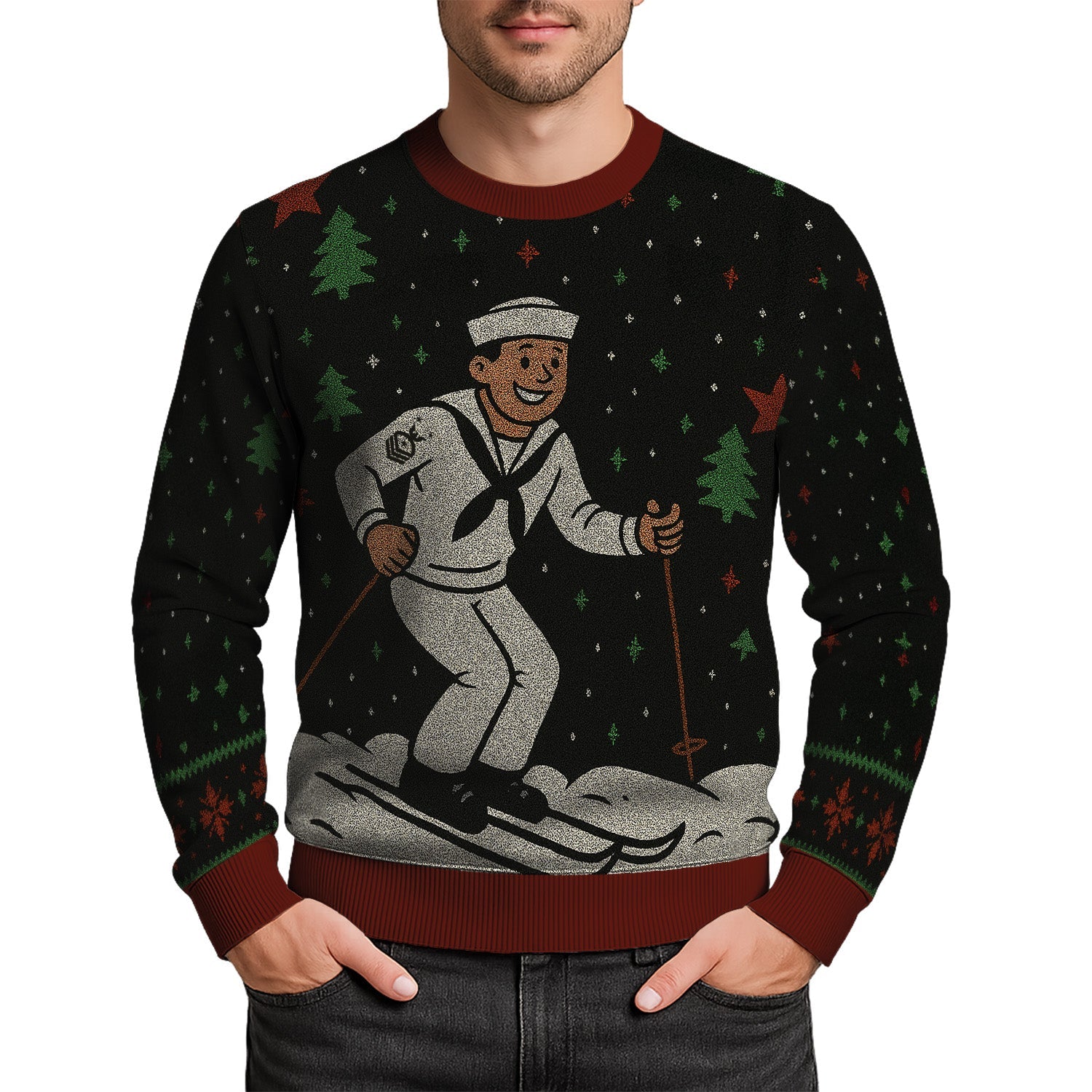 Personalized US Navy Christmas Ugly Sweater TUST14