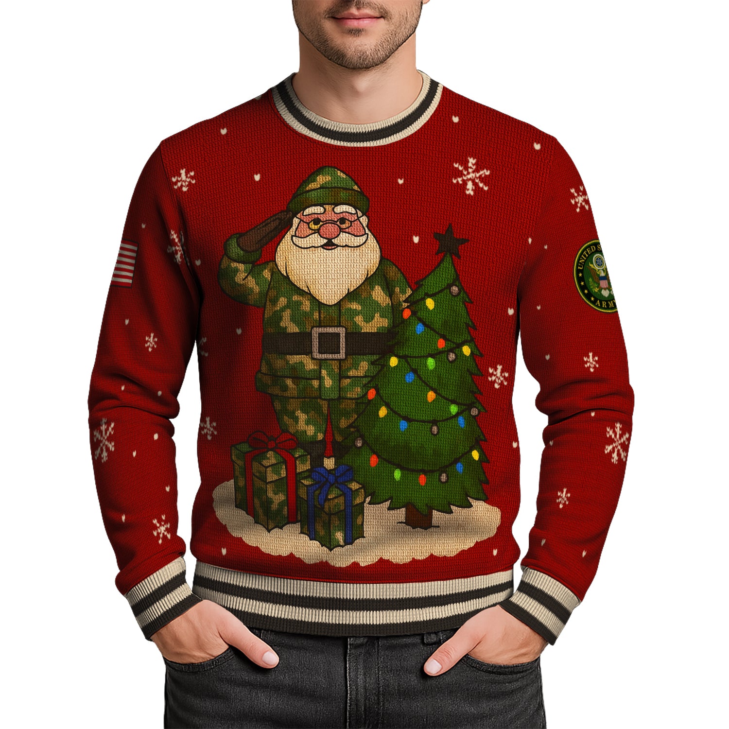 US Army Christmas Tree Christmas Ugly Christmas Sweater