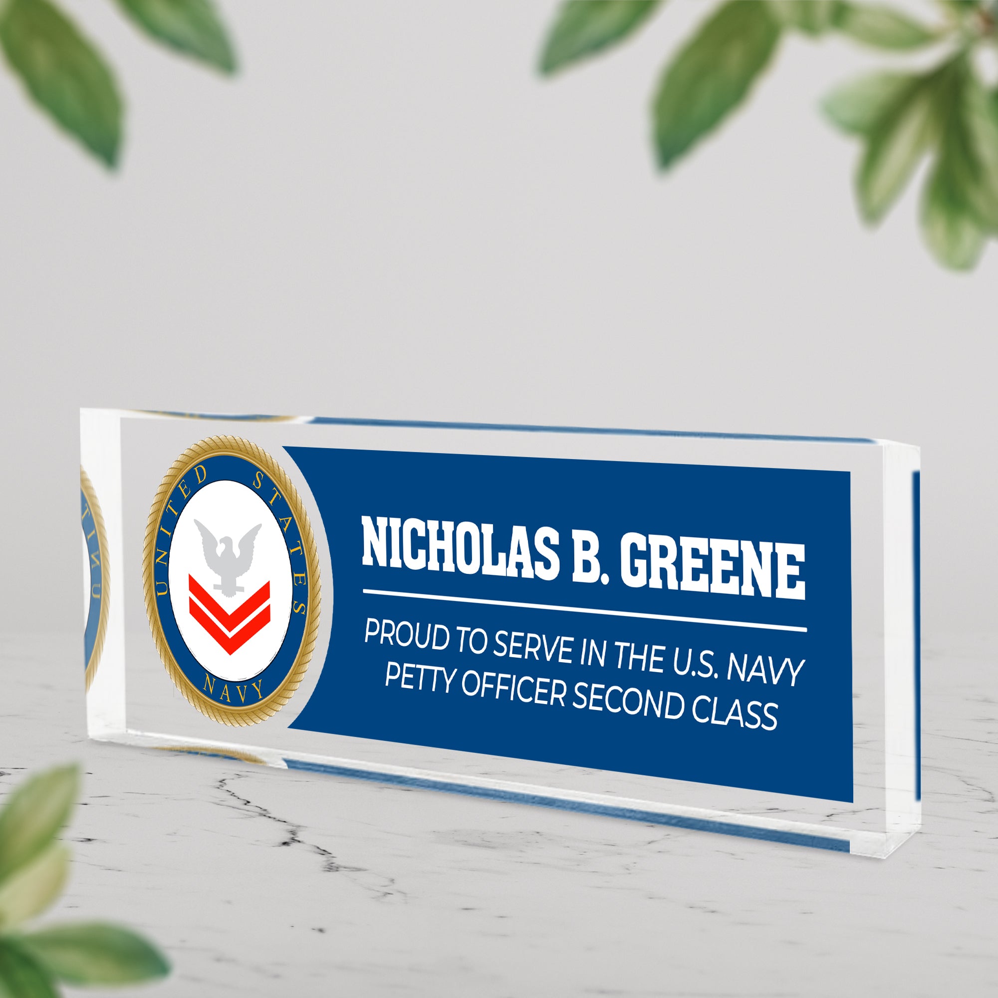 US Navy Custom Acrylic Plaque – Personalized Service Gift