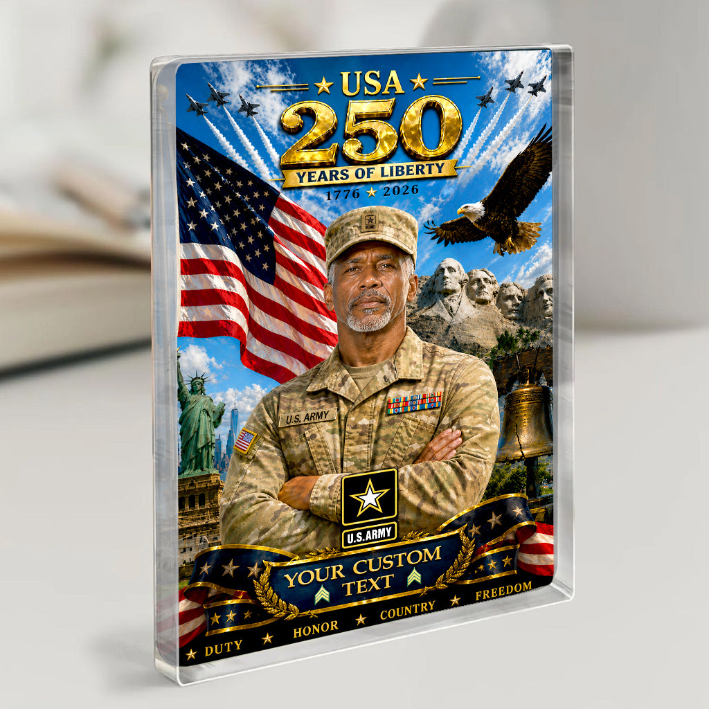USA 250 Years Of Liberty Custom US Army Combat Uniform Figure Acrylic Block