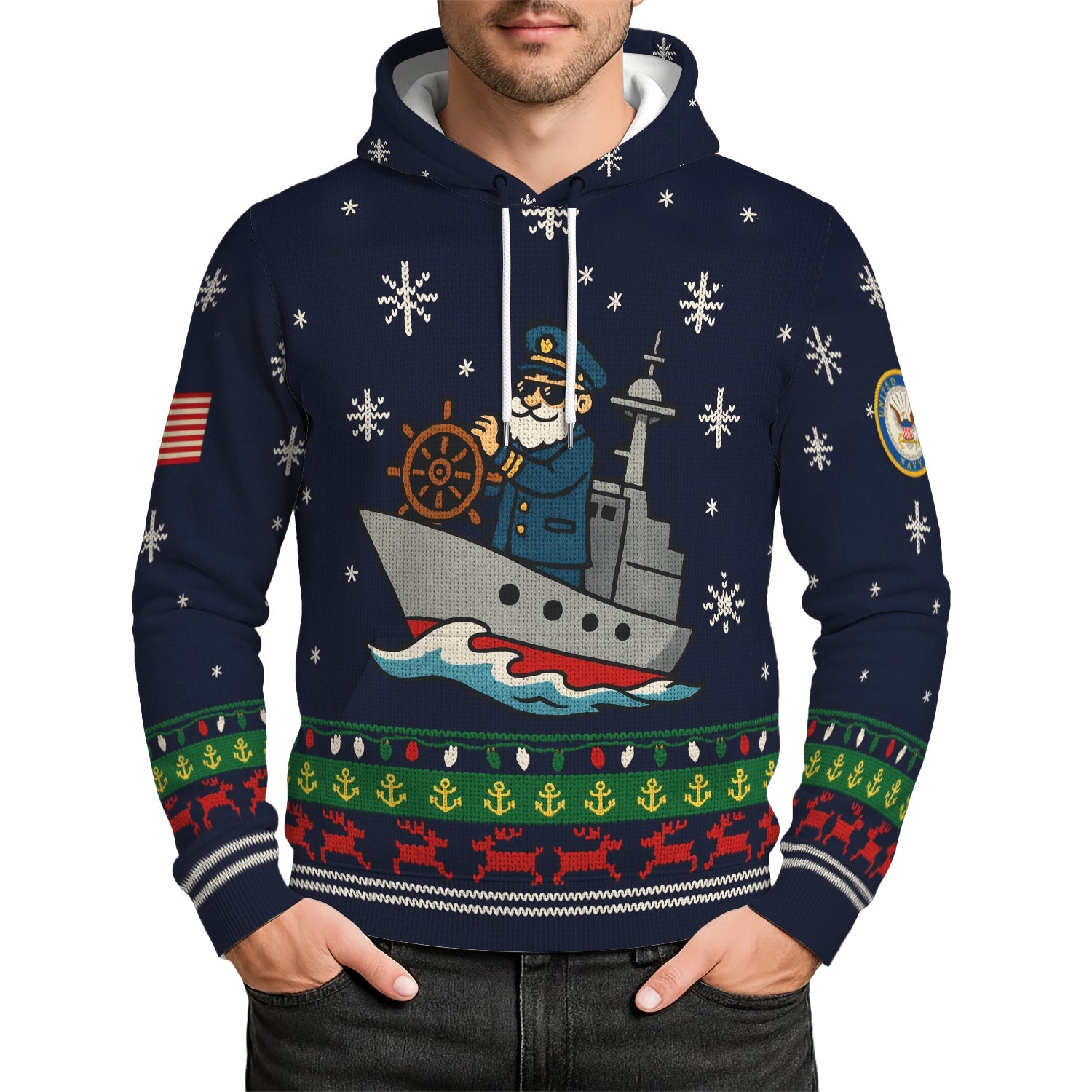 US Navy Christmas Hoodie 3D All Over Print