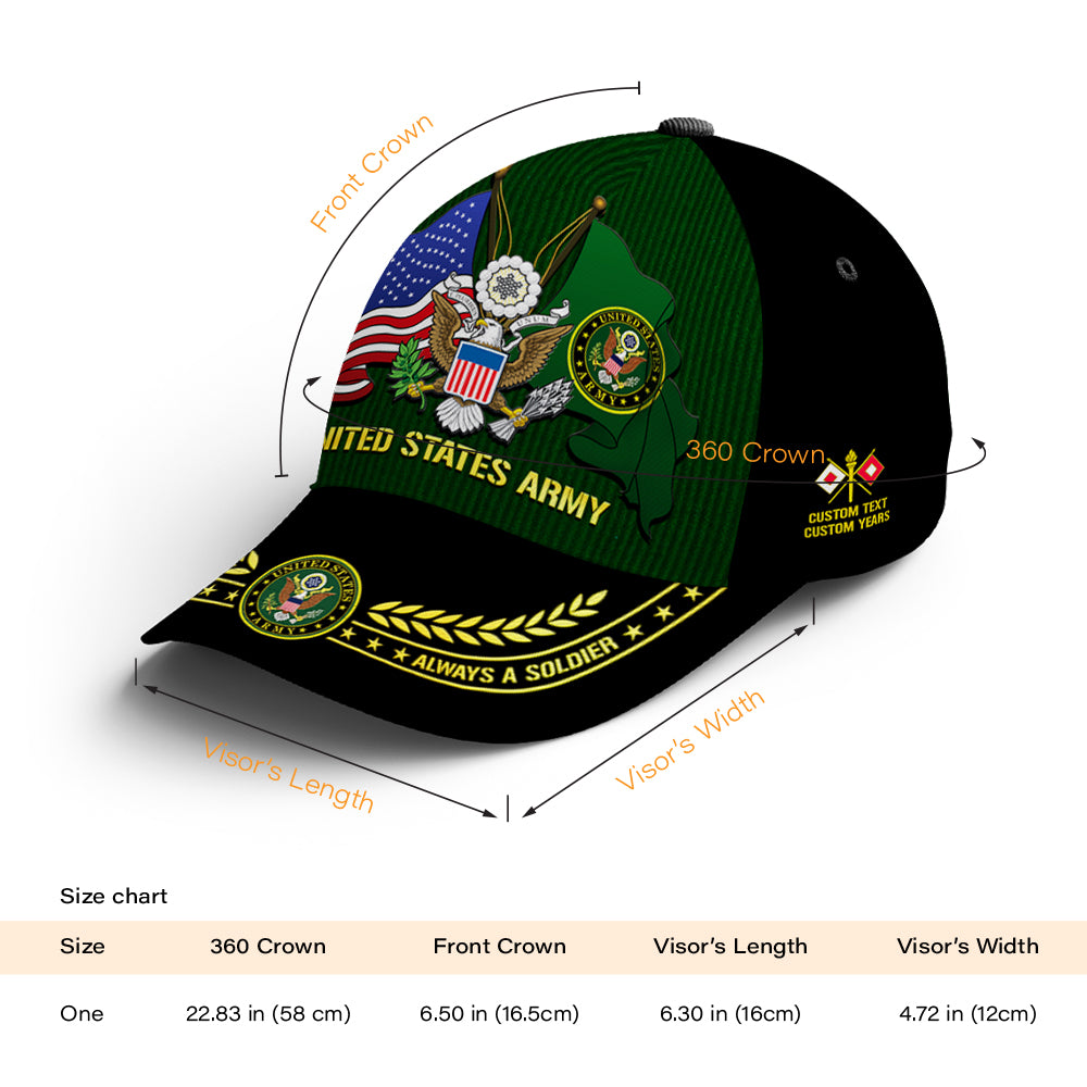 Custom Ranks/Insignia, Personalized Name And Years Served All Over Prints Premium Classic Cap JAOVC06