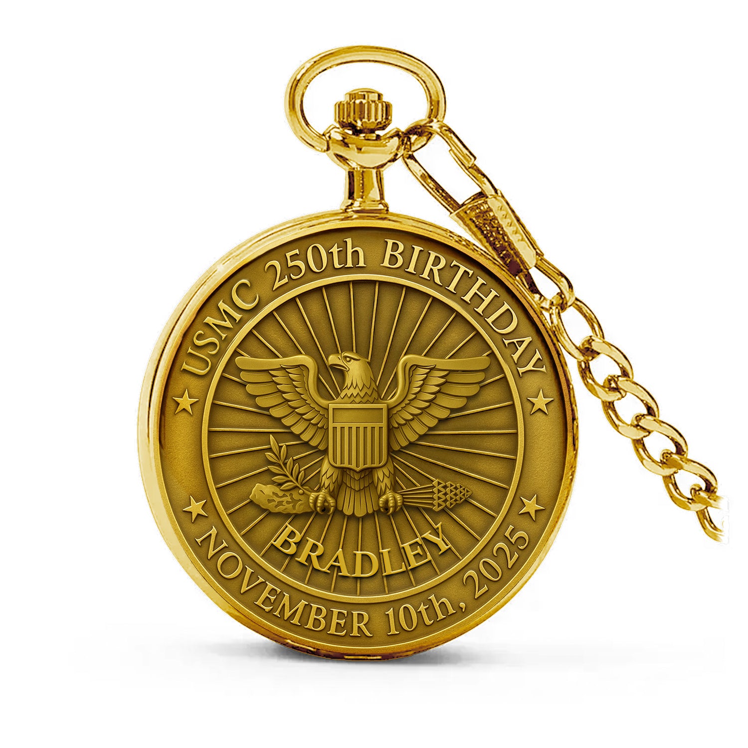 Personalized MARlNE 250th Birthday - Custom 3D Effect Printed Pocket Watch