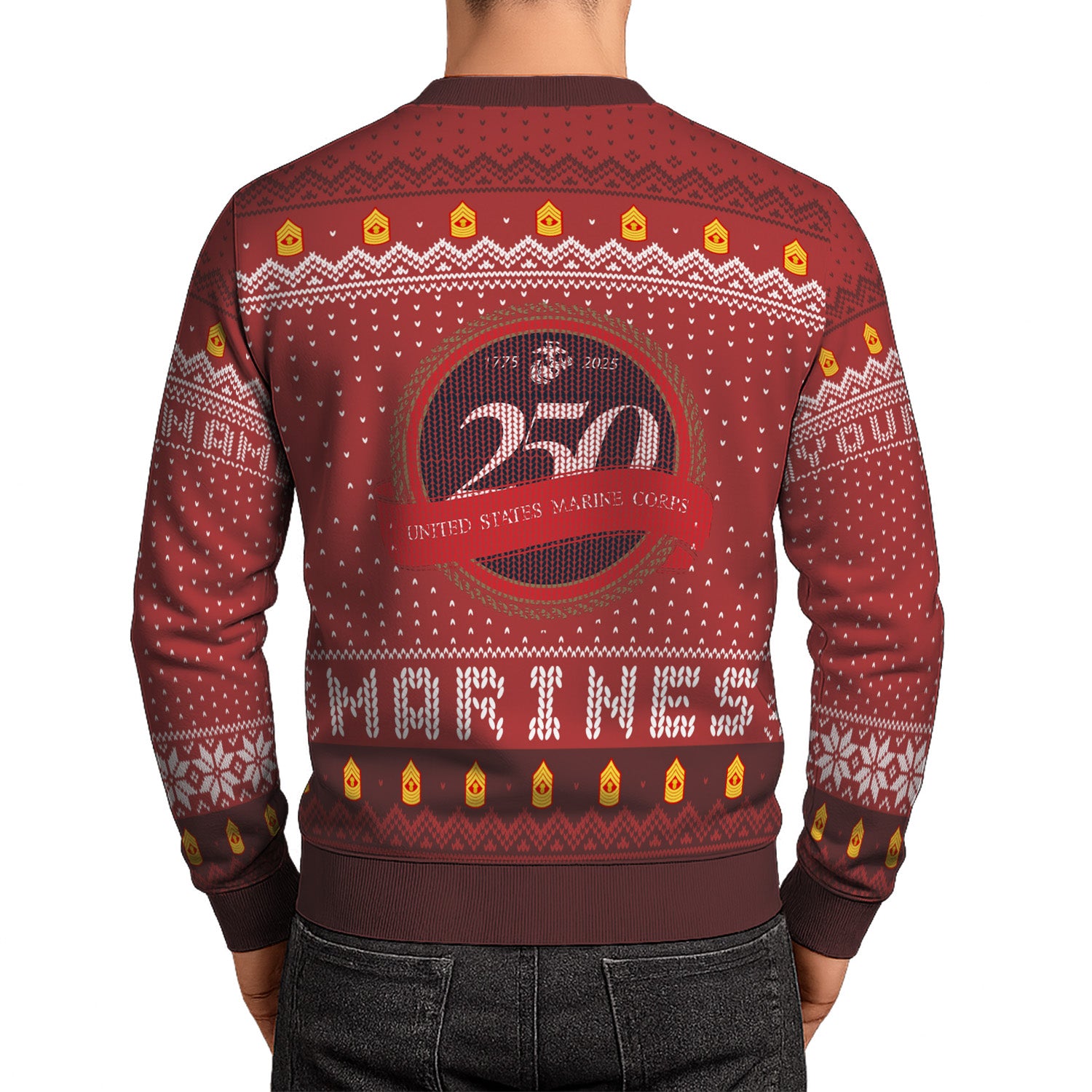 Custom Ranks And Text USMC Ugly Christmas Sweater for Women Men TUST04