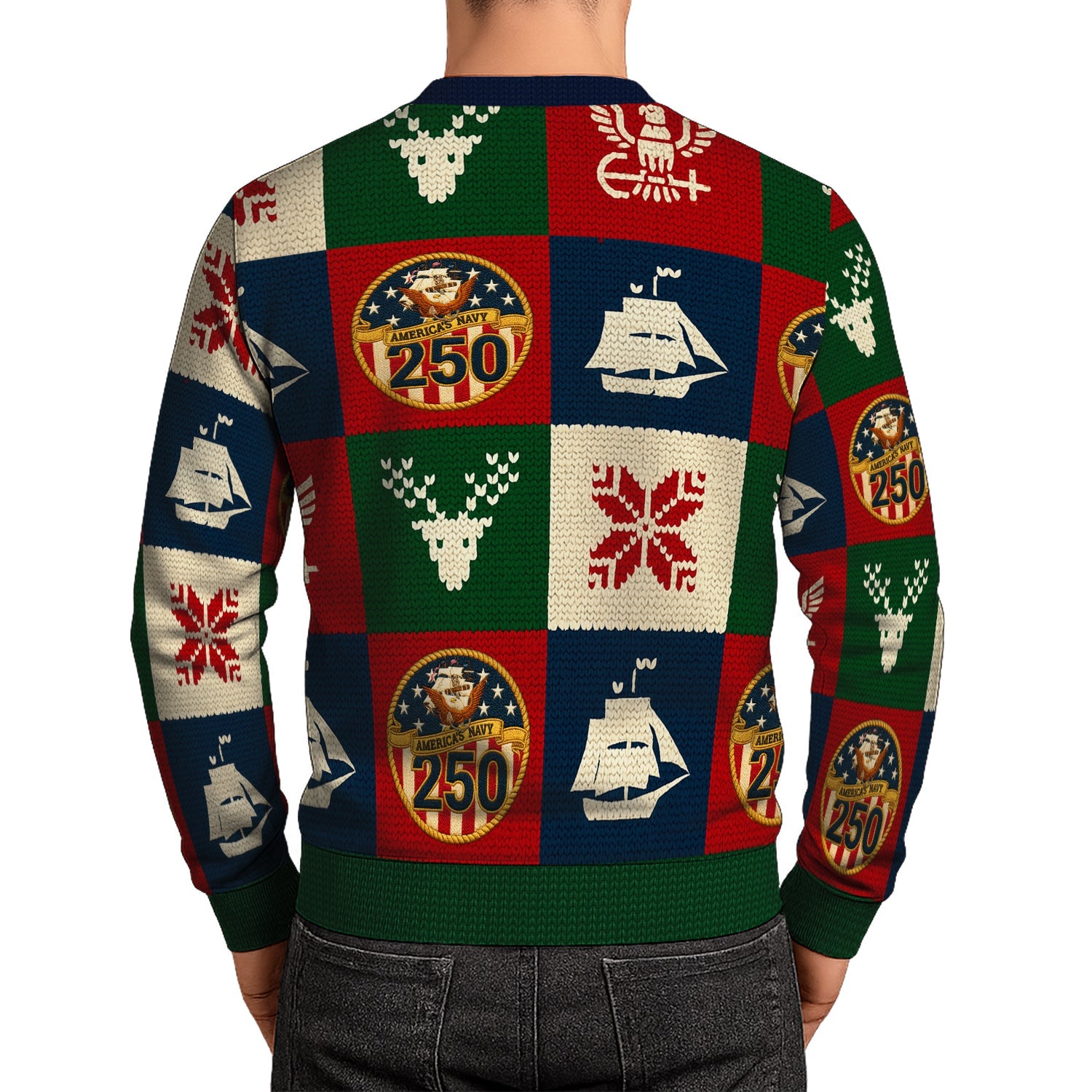 US Navy 250 America Christmas Ugly Sweater