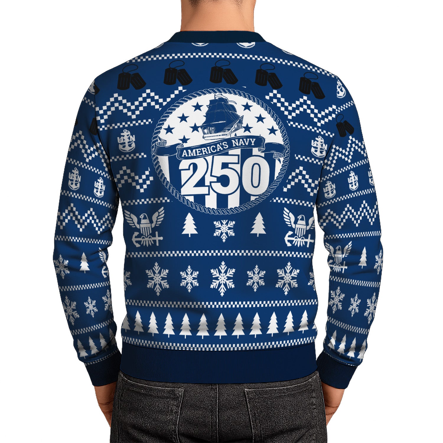 Custom Ranks US Navy Ugly Christmas Sweater for Women Men TUST01
