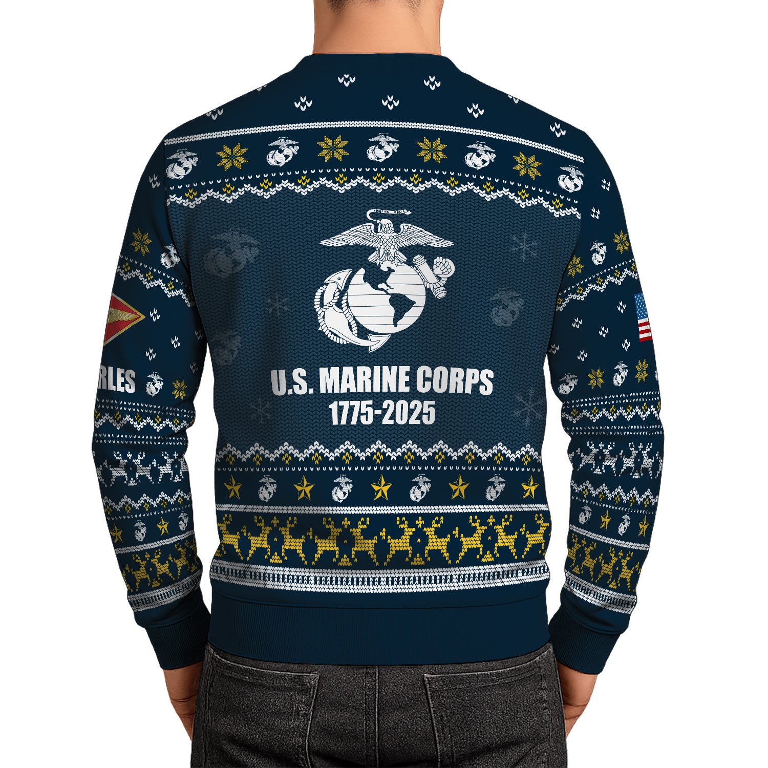 Custom Ranks And Text USMC Ugly Christmas Sweater for Women Men JUST02