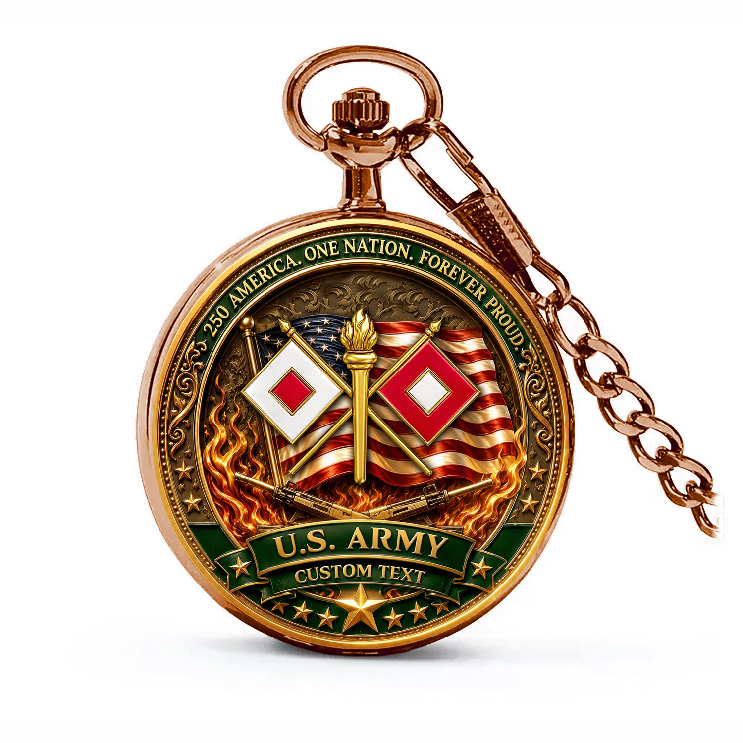Army 250 Years Independence Pocket Watch Custom Gift