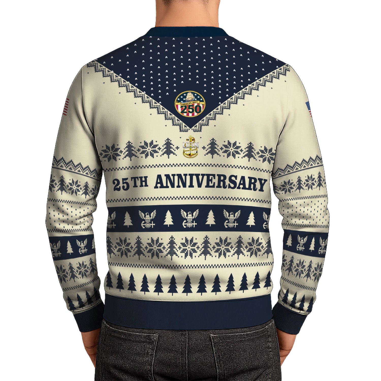Custom Ranks US Navy Ugly Christmas Sweater for Women Men TUST05