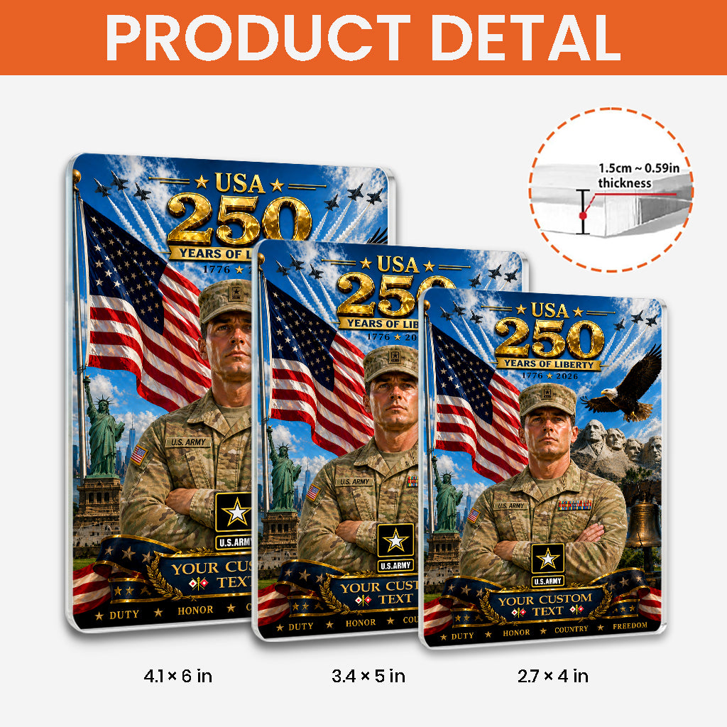 USA 250 Years Of Liberty Custom US Army Combat Uniform Figure Acrylic Block