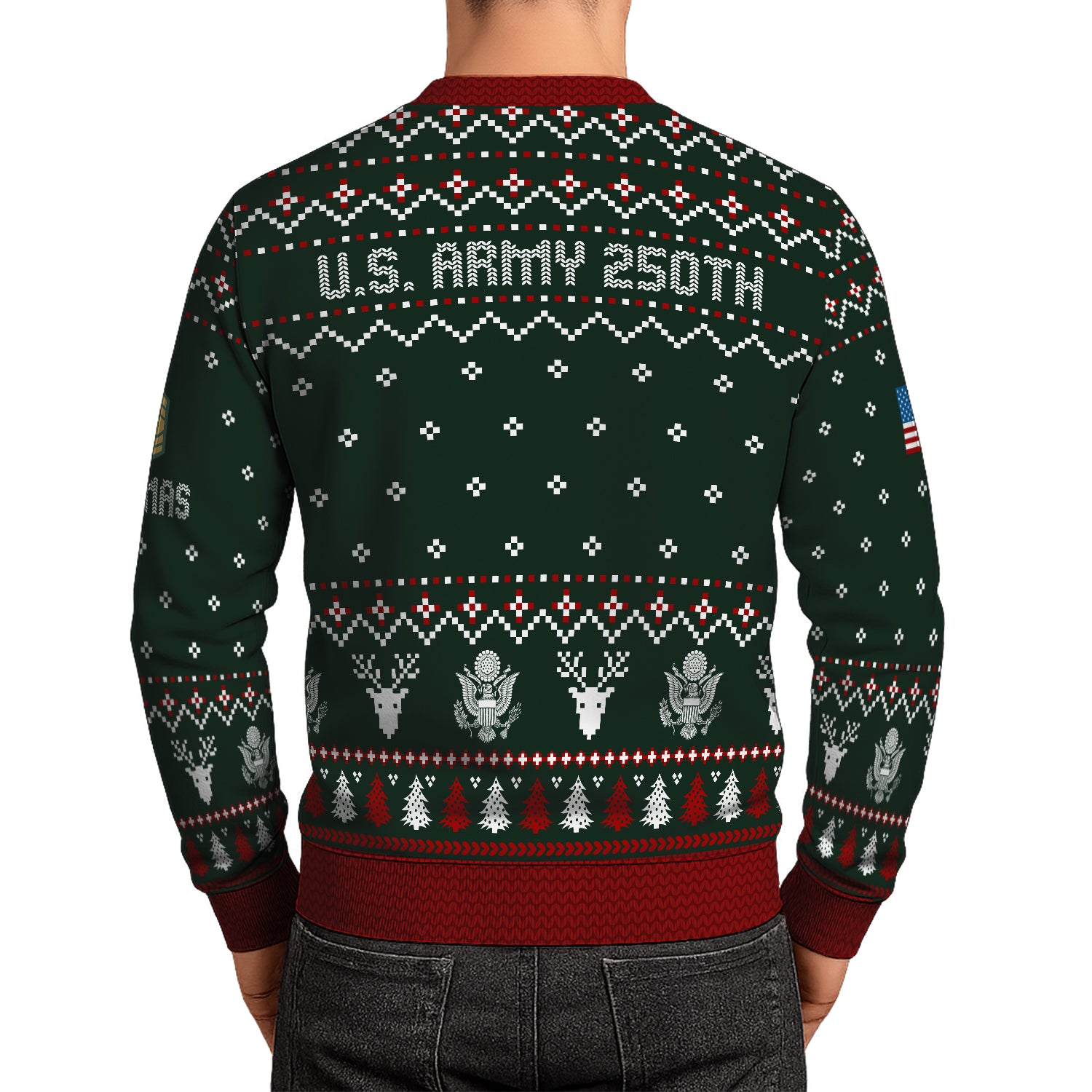 Custom Ranks And Text US Army Ugly Christmas Sweater for Women Men JUST01