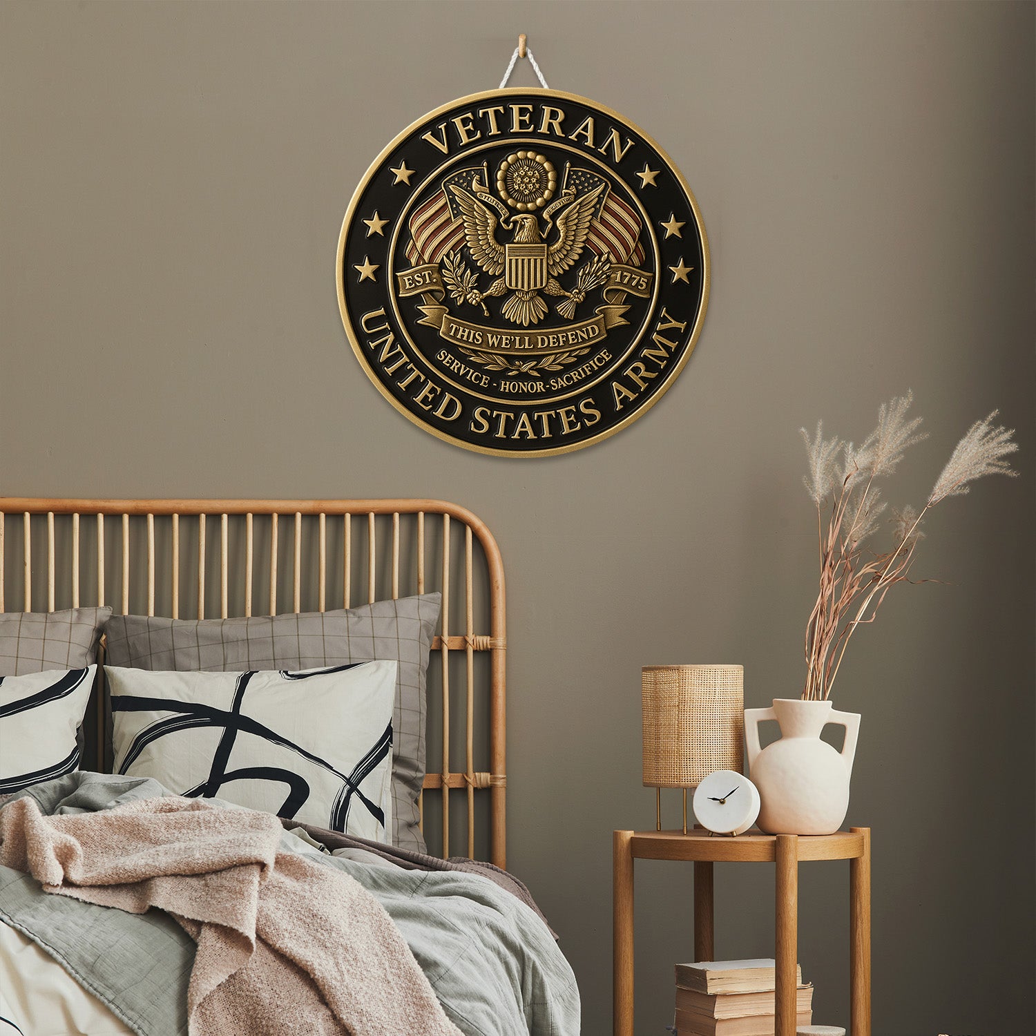 U.S. Army Veteran Wooden Sign – "This We’ll Defend" Patriotic Wall Decor
