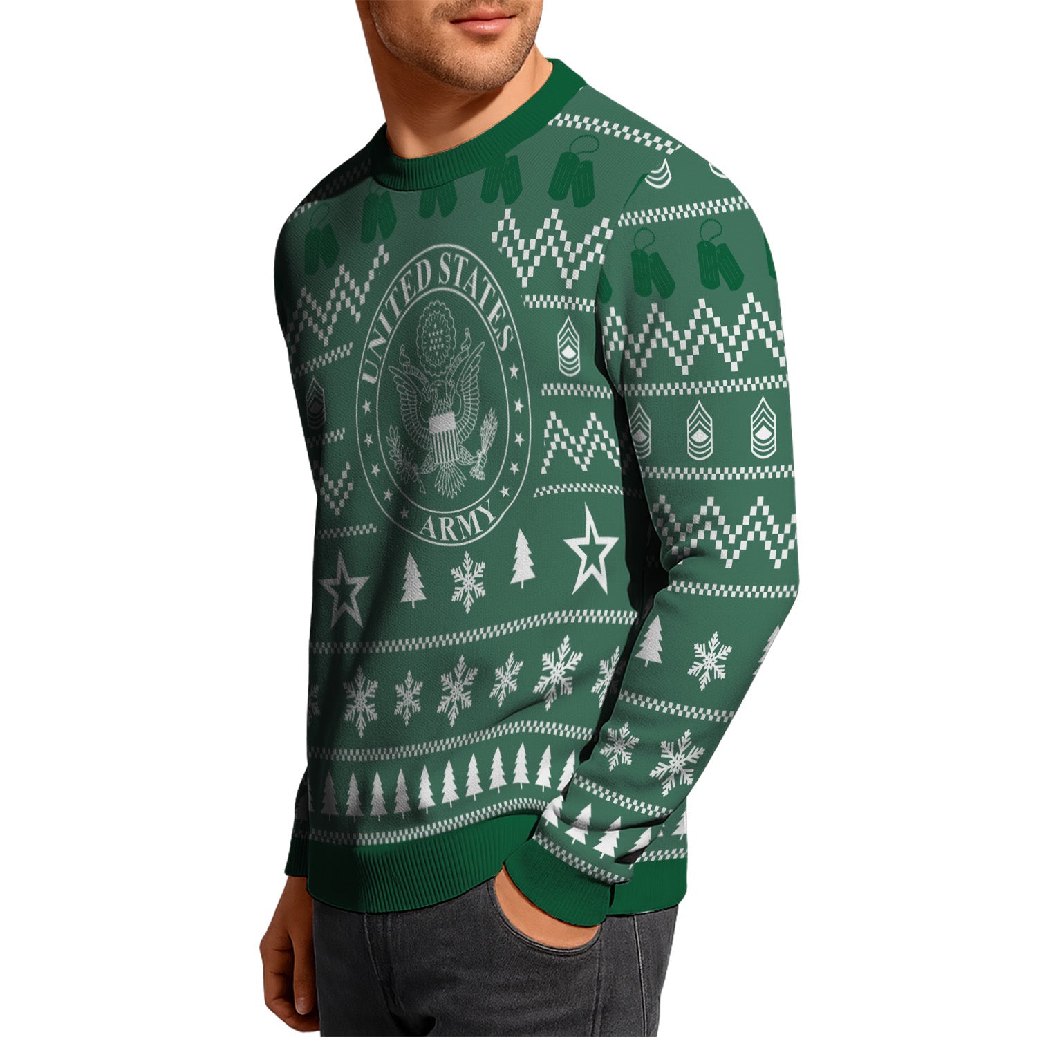 Custom Ranks US Army Ugly Christmas Sweater for Women Men TUST01