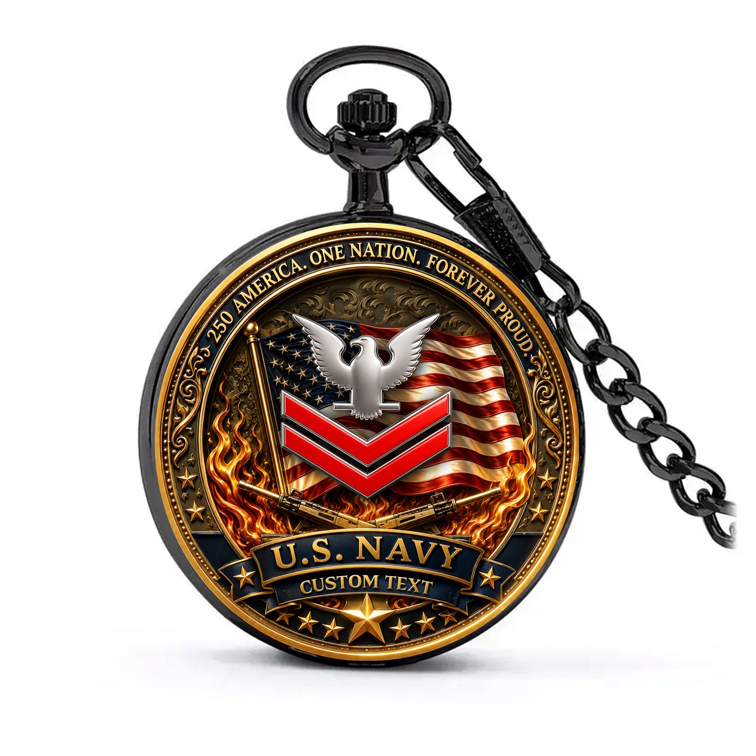 US Navy Veteran Pocket Watch Personalized Service Recognition Gift
