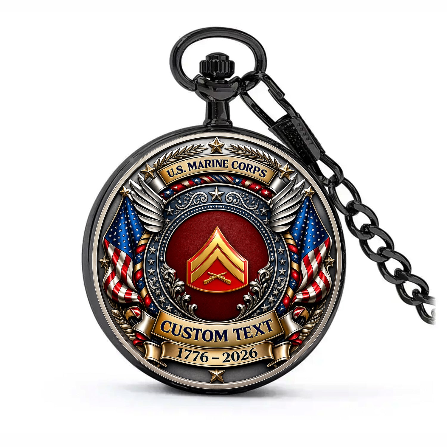 Personalized USMC Pocket Watch Military Collector Gift