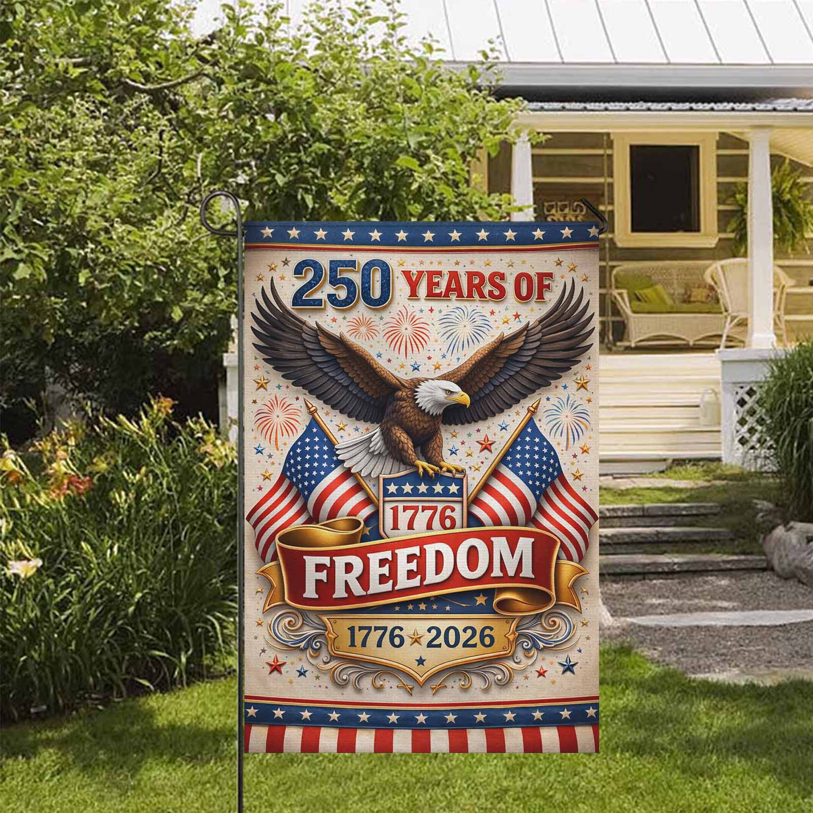 America 250 Patriotic Eagle Garden Flag 1776-2026 Freedom July 4 Decor