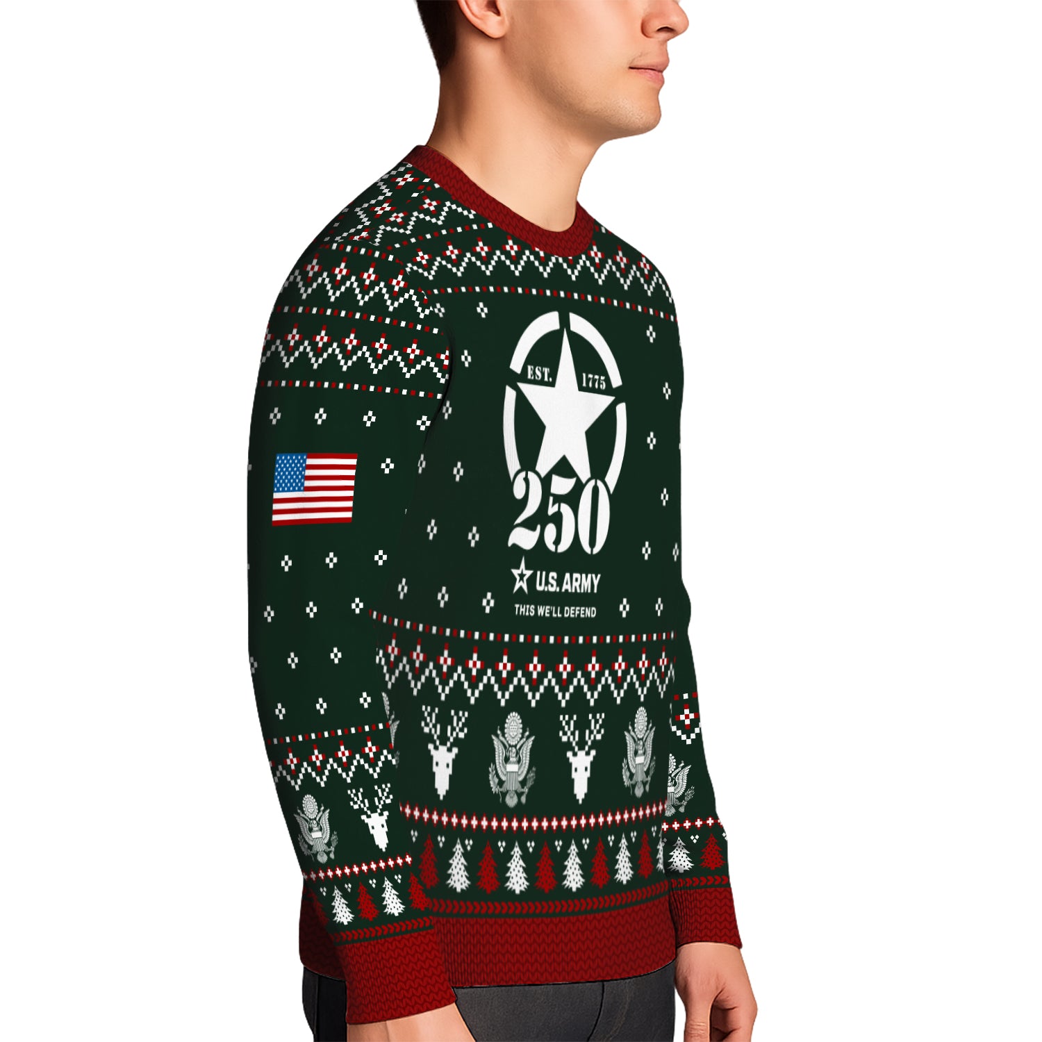 Custom Ranks And Text US Army Ugly Christmas Sweater for Women Men JUST01