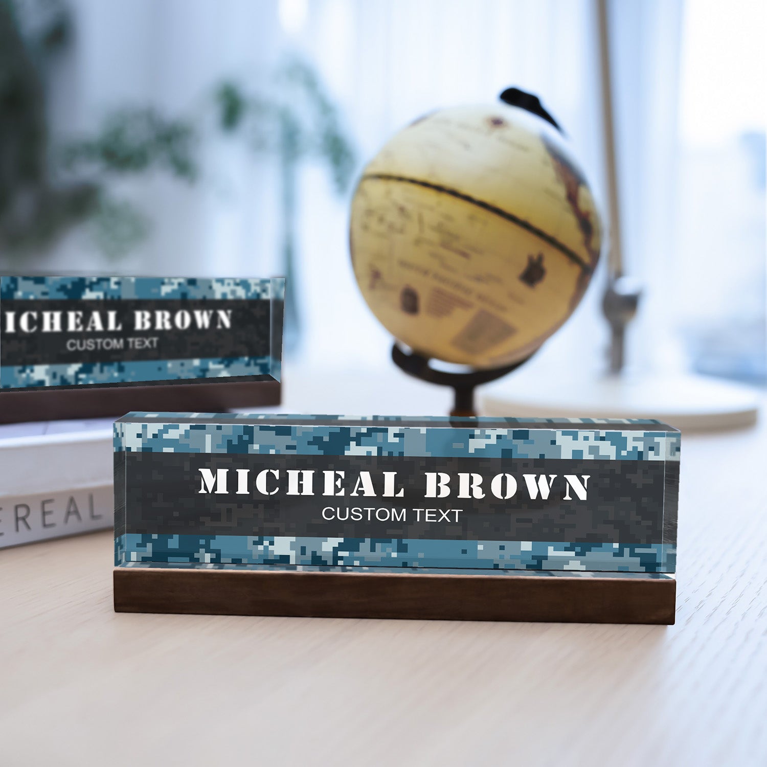 Custom Military Camo Acrylic Plaque – Personalized Service Gift