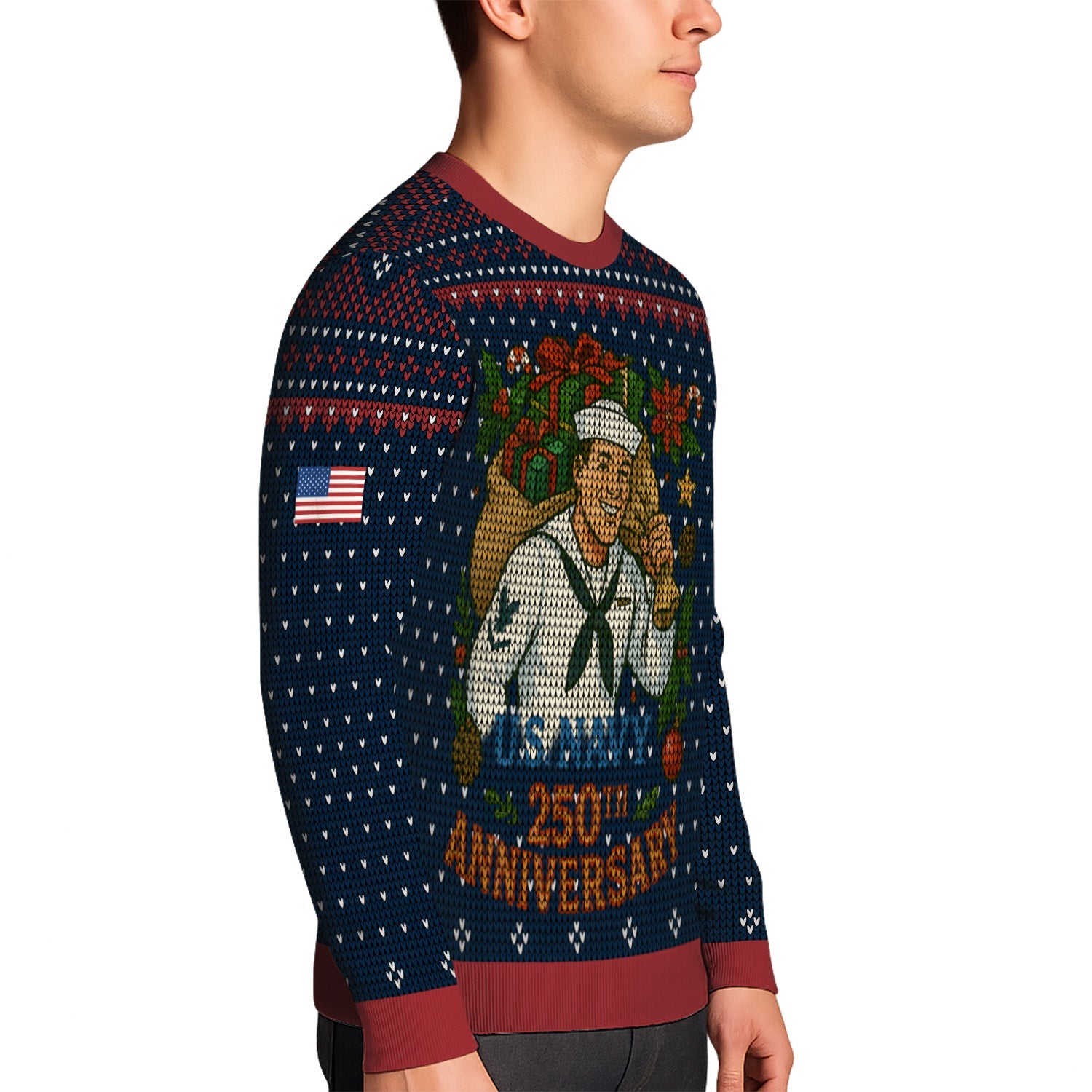 Personalized US Navy Christmas Ugly Sweater TUST13
