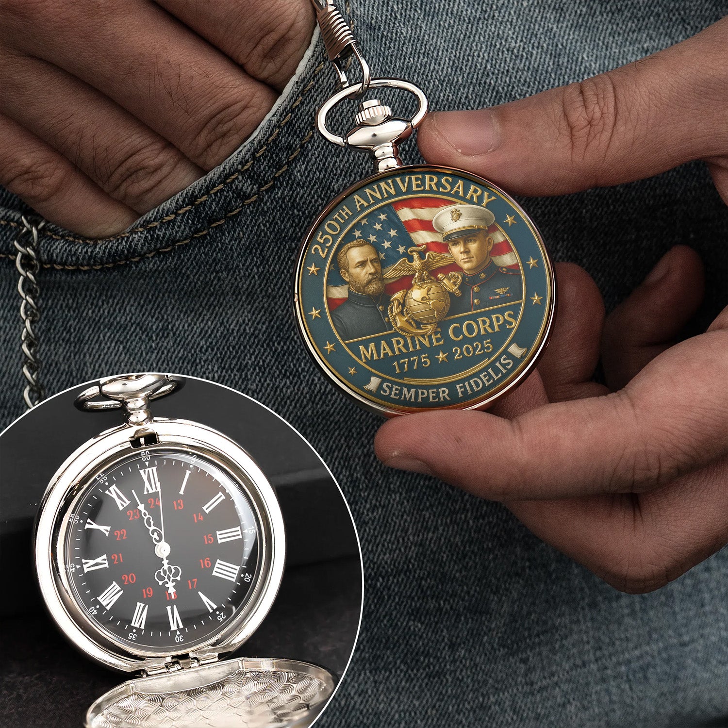 Marine Corps 250th Anniversary Pocket Watch