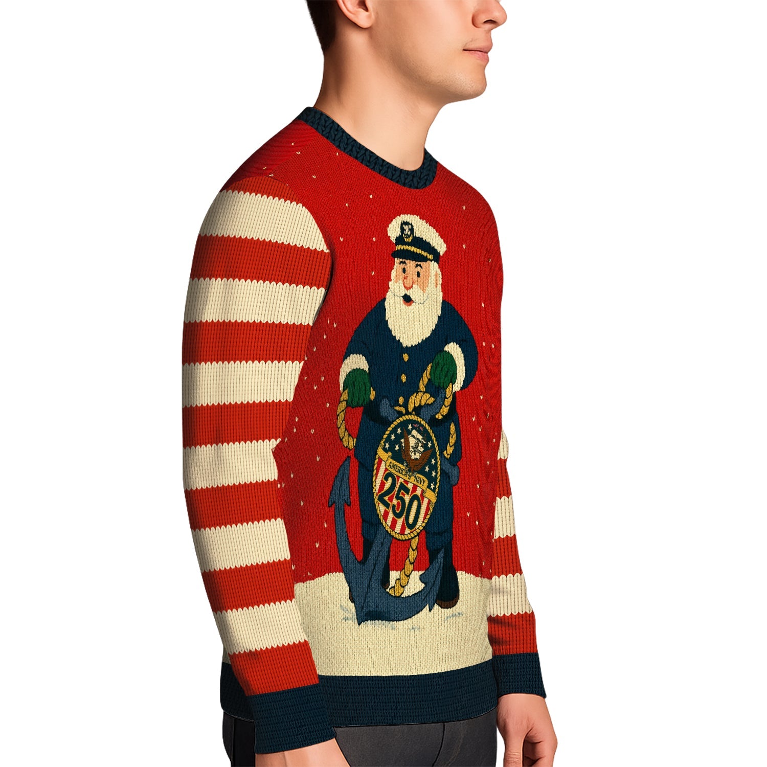 Honoring US Navy 250 Christmas Ugly Sweater