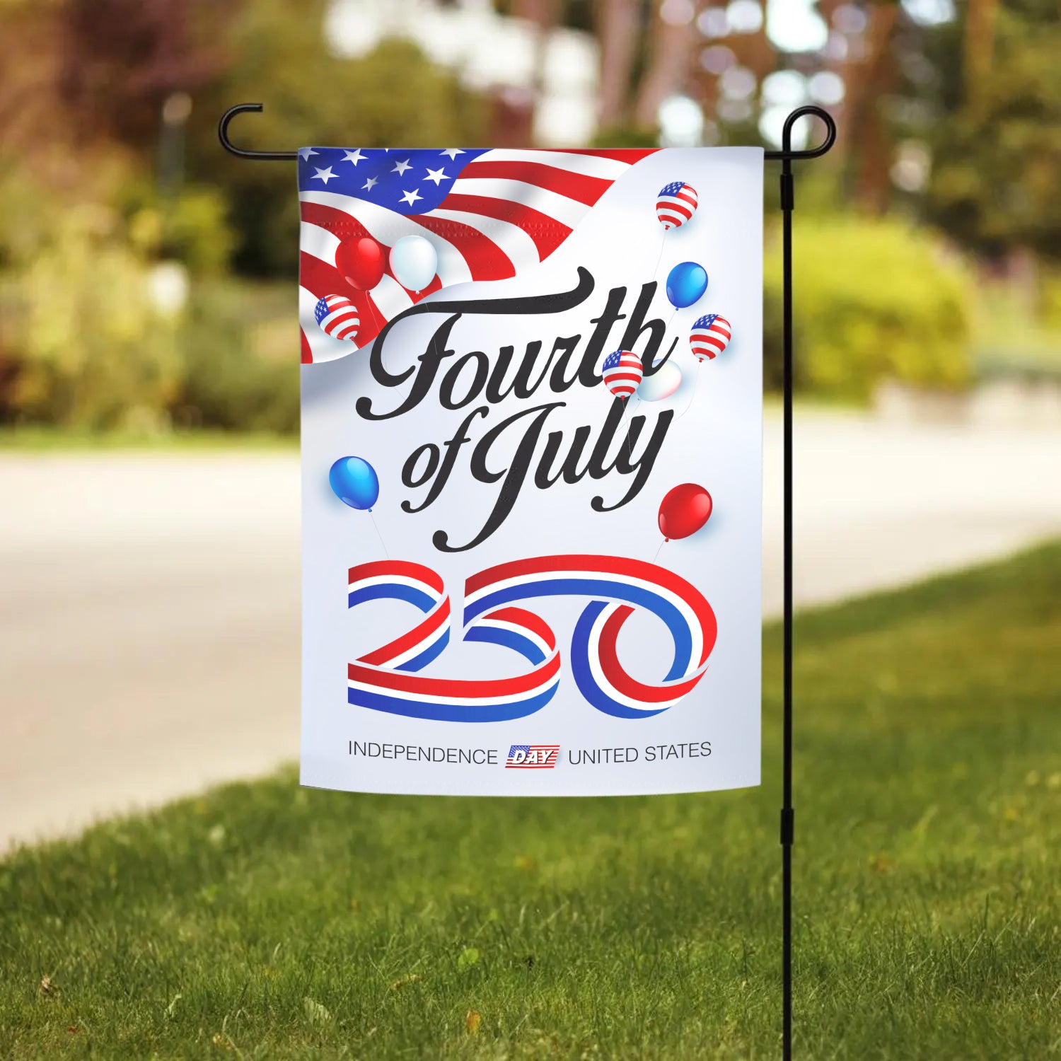 Fourth of July 250 Garden Flag 12''x18'' Twin-Side Printing
