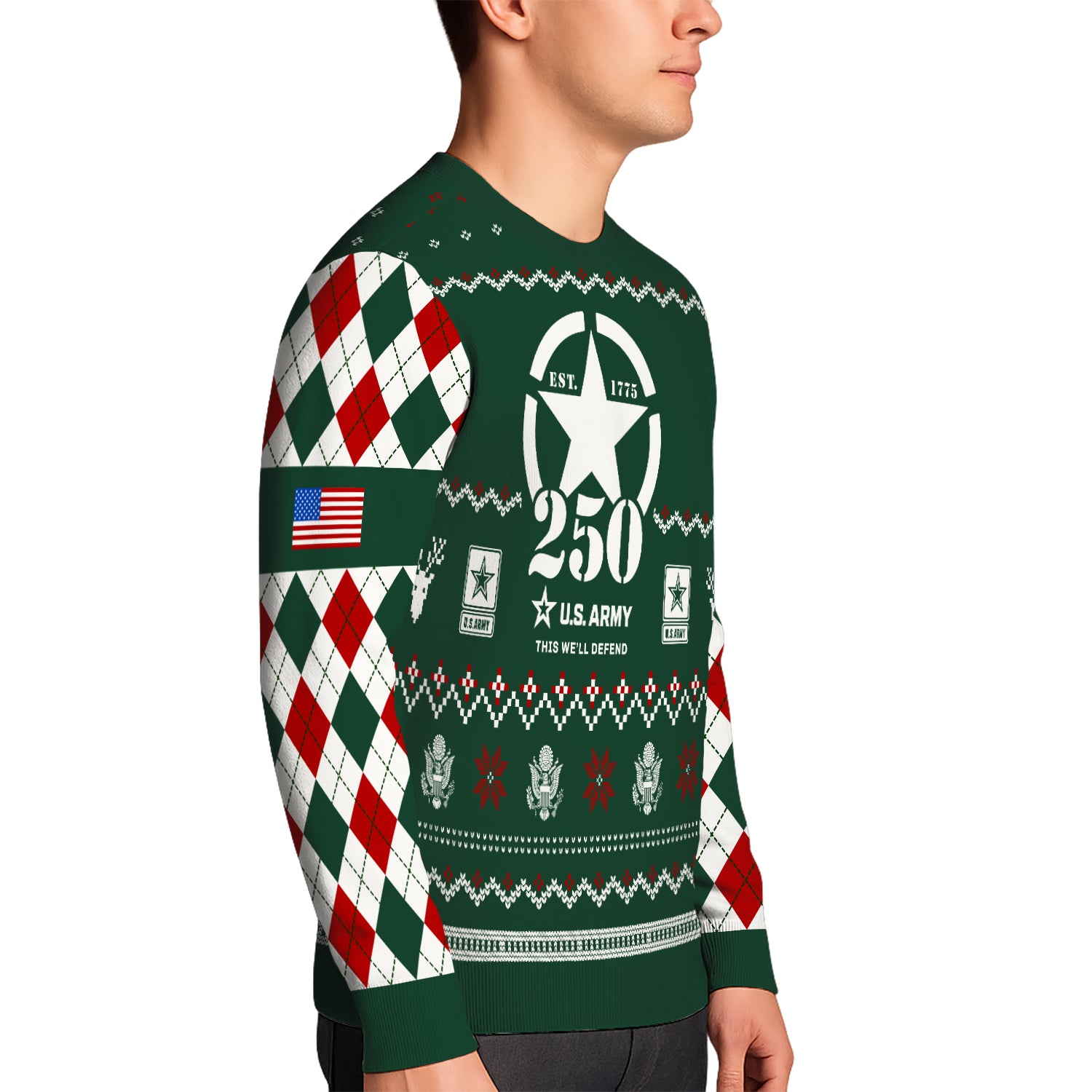 Custom Ranks And Text US Army Ugly Christmas Sweater for Women Men JUST05