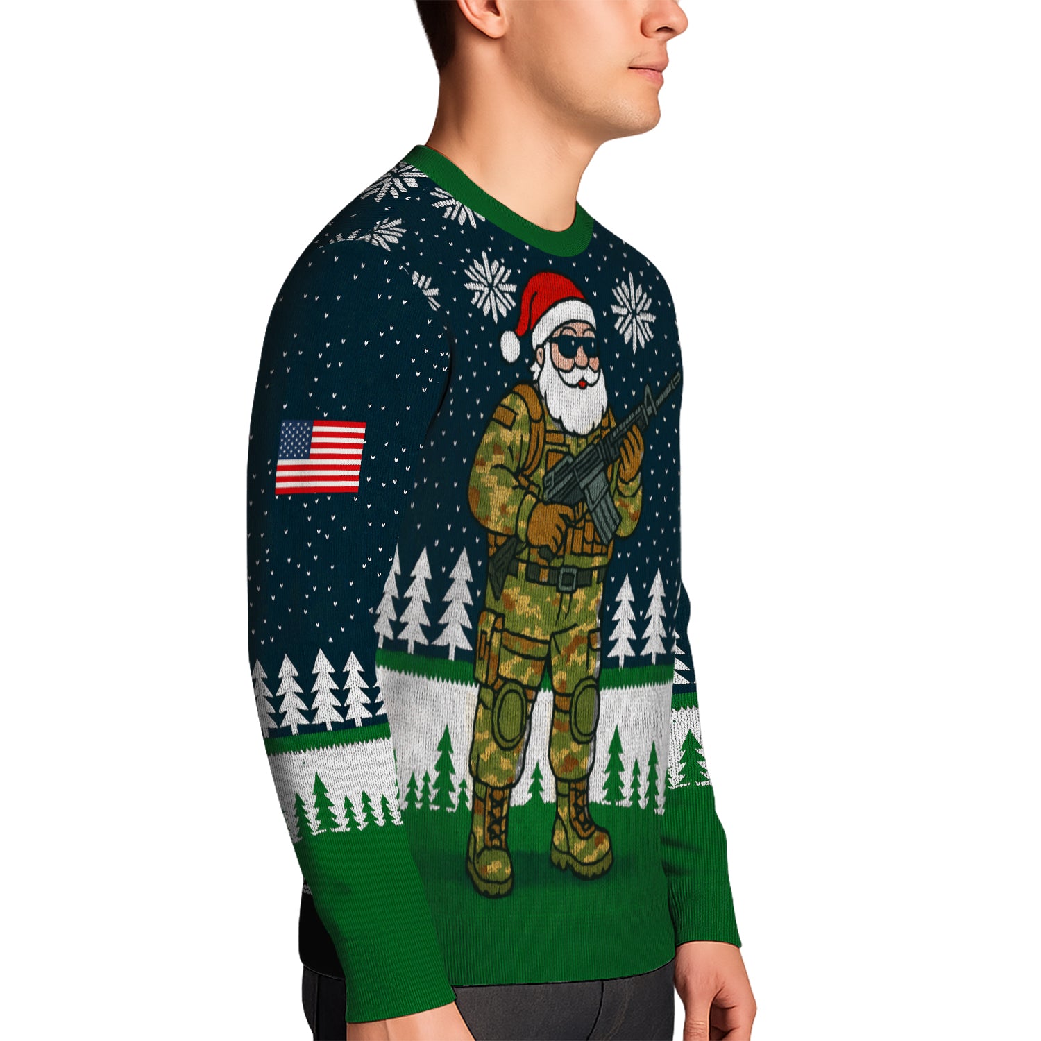 US Army Santa Cloud Christmas Ugly Christmas Sweater