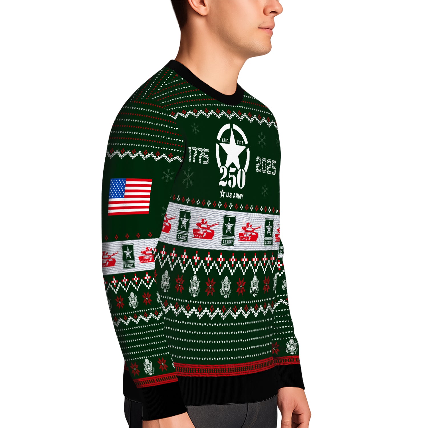 Custom Ranks And Text US Army Ugly Christmas Sweater for Women Men JUST03